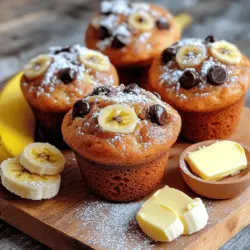 To make these tasty muffins, you need a few key items. Here is what you will need: - 2 ripe bananas, mashed - 1/3 cup melted coconut oil (or vegetable oil) - 1/2 cup brown sugar - 1 large egg - 1 teaspoon vanilla extract - 1 teaspoon baking soda - Pinch of salt - 1 cup all-purpose flour - 1/2 cup chocolate chips These ingredients blend perfectly to create a moist and sweet treat. The bananas add natural sweetness, while the chocolate chips bring joy to each bite. You can enhance your muffins with a few optional items if you like. Here are some ideas: - 1/4 teaspoon ground cinnamon - A handful of chopped nuts (like walnuts or pecans) Adding cinnamon gives a warm flavor to your muffins. Nuts add a nice crunch and extra nutrition. If you have special dietary needs, don't worry! You can swap some ingredients. Here are some options: - For a vegan option, use flaxseed meal instead of an egg. - For gluten-free muffins, replace all-purpose flour with a gluten-free blend. - If you want to cut sugar, use a sugar substitute like stevia or applesauce. These substitutions keep the spirit of the recipe while fitting your needs. Check out the Full Recipe for all the details! Start by gathering your ingredients. You need ripe bananas, melted coconut oil, brown sugar, an egg, and vanilla. Don’t forget baking soda, salt, flour, chocolate chips, and optional cinnamon. The ripe bananas give the muffins a sweet flavor and moist texture. 1. Preheat your oven to 375°F (190°C). Line a muffin tin with paper liners or grease it lightly. 2. In a large bowl, mash the bananas until smooth. Mix in the melted coconut oil until it blends well. 3. Add the brown sugar, egg, and vanilla extract. Stir until everything is mixed together. 4. Sprinkle the baking soda and salt over the mix. Stir gently to combine. 5. Gradually add in the flour. Mix just until the flour is no longer visible. Do not over-mix! Now, it’s time to bake! 1. Fold in the chocolate chips and optional cinnamon. Do this gently to keep the batter fluffy. 2. Pour the batter evenly into the muffin tin. Fill each cup about 3/4 full. 3. Bake for 18 to 22 minutes. Check for doneness by inserting a toothpick. It should come out clean. After baking, let the muffins rest. 1. Remove the muffins from the oven. Let them cool in the tin for about 5 minutes. 2. Transfer the muffins to a wire rack to cool completely. This helps them stay fluffy. 3. Serve the muffins warm. Dust them with powdered sugar and add a small dish of butter. You can garnish with extra chocolate chips or banana slices for a nice touch. Enjoy your delicious chocolate chip banana muffins! For the full recipe, check out the [Full Recipe]. To get soft and fluffy muffins, use ripe bananas. They add great flavor and moisture. Make sure your mashed bananas are smooth. This helps mix easily with the other ingredients. Don't over-mix your batter. Stir just until the flour disappears. Over-mixing can make muffins tough. Use a light hand when folding in chocolate chips. For even chocolate chip distribution, sprinkle the chips over the batter. Gently fold them in with a spatula. This way, the chips spread out well without sinking to the bottom. You can also dust the chocolate chips with a little flour before adding them. This helps them stay suspended in the batter as it bakes. One mistake is not preheating the oven. Always preheat it to 375°F (190°C) before baking. Another mistake is filling the muffin cups too full. Fill each cup about 3/4 full to avoid overflow. Lastly, check your muffins with a toothpick. If it comes out wet, they need more time. Follow the full recipe for the best results. {{image_2}} You can easily make nut-free chocolate chip banana muffins. Just skip any nuts in your recipe. The muffins will still taste great. Use the same ingredients from the full recipe. They will be soft, moist, and packed with chocolate goodness. This way, those with nut allergies can enjoy them too. Want a vegan option? Use flaxseed meal instead of an egg. Mix one tablespoon of flaxseed with three tablespoons of water. Let it sit for five minutes. Then, add it to your banana mix. Replace the melted coconut oil with applesauce for a lighter touch. These muffins will still be rich and delicious. If you need gluten-free muffins, swap the all-purpose flour for a gluten-free blend. Make sure it contains xanthan gum for the right texture. You can also use almond flour or coconut flour. Each option gives the muffins a unique taste. Keep the rest of the recipe the same, and you will have moist, tasty muffins. To keep your chocolate chip banana muffins fresh, store them in an airtight container. Make sure they are completely cool before sealing them. You can keep them at room temperature for up to three days. If you want them to last longer, consider refrigerating them for about a week. Freezing is a great option for longer storage. Wrap each muffin tightly in plastic wrap or foil. Then, place them in a freezer-safe bag or container. This helps prevent freezer burn. You can freeze them for up to three months. When you are ready to enjoy, just thaw them at room temperature or heat them in the microwave for a quick treat. Chocolate chip banana muffins have a good shelf life. When stored properly, they can last around a week in the fridge. For reheating, use the microwave for about 10-15 seconds. This keeps them soft and warm. You can also use the oven at 350°F (175°C) for about 5-10 minutes to refresh them. Enjoy your muffins warm for the best experience! You can tell if your muffins are done by using a toothpick. Stick it into the center of a muffin. If it comes out clean, your muffins are ready. You should see no wet batter on the toothpick. If it has some batter, bake them a bit longer. Keep an eye on them after 18 minutes. Yes, you can use frozen bananas! Just thaw them first and drain any extra liquid. After that, mash them well before adding to your mix. Frozen bananas work great and add nice moisture to the muffins. They also taste just as good. You can add many tasty things to your muffins! Here are some ideas to try: - Nuts: Walnuts or pecans add crunch. - Dried fruits: Raisins or cranberries add sweetness. - Spices: A pinch of nutmeg or ginger gives a warm flavor. - Coconut: Shredded coconut adds a tropical twist. Feel free to mix and match these add-ins to find your favorite flavor! For the complete recipe, check out the Full Recipe above. In this post, we explored all you need for chocolate chip banana muffins. We covered essential and optional ingredients, plus substitutions for dietary needs. I shared step-by-step instructions, tips for the best results, and fun variations. Remember to store your muffins properly for lasting freshness. Baking can be fun and rewarding. With practice, you will make great muffins every time. Enjoy your baking journey!