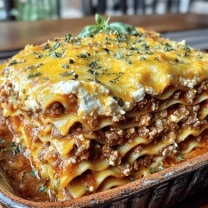 - 12 lasagna noodles - 1 pound ground beef - 15 ounces ricotta cheese - 3 cups shredded mozzarella cheese - 1 cup grated Parmesan cheese - 1 (28-ounce) can crushed tomatoes - Olive oil, garlic, onion, and seasonings For my homemade classic lasagna, I choose fresh, quality ingredients. Each item plays a vital role in building flavor. The lasagna noodles serve as the base, holding everything together. Ground beef adds richness, while the ricotta cheese provides a creamy texture. Mozzarella and Parmesan cheeses create a delicious, bubbly top. For the crushed tomatoes, I suggest using high-quality canned tomatoes. Good tomatoes make a big difference. Look for San Marzano tomatoes for the best flavor. When it comes to cheese, try using whole milk ricotta for a creamier taste. You can also mix in some provolone or fontina cheese for extra depth. Each cheese adds its own unique flavor, making your lasagna even better. Using these ingredients will lead to a lasagna that is not just good, but great. The Full Recipe will guide you through the process of creating this flavorful comfort dish. To start, bring a big pot of water to a boil. Add the lasagna noodles and cook them until they are al dente. This means they should be firm but not hard. It usually takes about 8 to 10 minutes. Once cooked, drain the noodles and set them aside. To help them cool, lay them flat on a clean surface or on parchment paper. This step keeps them from sticking together later. Next, heat two tablespoons of olive oil in a skillet over medium heat. Add the chopped onion and minced garlic. Sauté these for about 3 minutes until the onion turns soft and clear. Then, add one pound of ground beef to the skillet. Cook it until it is brown all over, breaking it apart as it cooks. Once browned, drain any extra fat. Return the skillet to the heat and stir in one 28-ounce can of crushed tomatoes, two teaspoons of dried basil, one teaspoon of dried oregano, and some salt and pepper. Let the sauce simmer for 15 minutes. This helps the flavors mix well. Now it’s time to build your lasagna. Start by spreading a thin layer of meat sauce on the bottom of a 9x13 inch baking dish. Place four lasagna noodles on top of the sauce. Next, add half of the ricotta mixture, which you made by mixing 15 ounces of ricotta cheese with one egg, and a pinch of salt and pepper. Then, sprinkle a third of the shredded mozzarella cheese and a third of the meat sauce over it. Repeat this process one more time. Finally, top with the last four noodles, the remaining meat sauce, and sprinkle the rest of the mozzarella and one cup of grated Parmesan cheese on top. Each layer adds a unique taste and texture. Cover the dish tightly with aluminum foil. Make sure the foil does not touch the cheese. This helps prevent sticking. Bake the lasagna in a preheated oven at 375°F (190°C) for 25 minutes. After that, carefully remove the foil and bake it for another 15 minutes. This step allows the cheese to become bubbly and golden on top. Once done, let the dish cool for about 10 minutes before slicing. This cooling time makes it easier to serve. For the full recipe, check out the details above. Enjoy your homemade classic lasagna! To make your homemade classic lasagna shine, spices matter. I love adding fresh herbs like basil and parsley. They bring a bright taste. You can also use dried spices like oregano. They add depth too. When you season, start small. Taste as you go. This way, you avoid over-seasoning. If you want it spicy, add red pepper flakes. For a richer flavor, consider a splash of red wine in the sauce. One big mistake is letting the noodles stick. To prevent this, boil them in plenty of water. Stir them often as they cook. After draining, rinse them with cold water. This stops the cooking. Another common issue is watery lasagna. To avoid this, drain the canned tomatoes well. After cooking the meat, let the sauce simmer. This thickens it and keeps the layers intact. Lasagna looks great on the plate. Serve it with a sprinkle of fresh basil on top. I also love a side salad for crunch. Garlic bread is a must for dipping. For plating, use a sharp knife to cut clean slices. This keeps the layers neat and tidy. Serve hot, and enjoy the smiles around your table! For a detailed guide, check out the Full Recipe. {{image_2}} You can easily make a vegetarian lasagna. Start by replacing the meat with vegetables. Use layers of fresh spinach, zucchini, or mushrooms. These veggies add great flavors and nutrients. You can also use lentils or chickpeas for protein. Try adding roasted red peppers or eggplant for a twist. For cheese lovers, add extra ricotta or mozzarella. This keeps the dish rich and creamy. If you love cheese, feel free to add more! Mixing in different cheeses like provolone or goat cheese gives it a unique taste. You can also layer in some cooked sausage or ground turkey if you want more meat. Just be sure to balance the flavors. Too much cheese can overwhelm the dish, while too much meat can make it heavy. Find a mix that works for you. For a gluten-free lasagna, swap regular noodles for gluten-free ones. Many brands offer delicious options made from rice or quinoa. You can also use thinly sliced zucchini or eggplant as noodles. These veggie layers add flavor and cut carbs. When choosing sauces, look for gluten-free marinara options. Always check labels to ensure they are safe. Enjoy a tasty lasagna that fits your diet! For the full recipe, check out the detailed instructions above. After enjoying your homemade lasagna, you might have some leftovers. To store them, let the lasagna cool down. Then, wrap it tightly in plastic wrap or foil. You can also place it in an airtight container. This helps keep it fresh. Refrigerate it if you plan to eat it in a few days. For longer storage, freeze it. Just make sure to label it with the date. When reheating lasagna, you want it to stay moist. Preheat your oven to 350°F (175°C). Cover the lasagna with foil to trap steam. Bake it for about 20 minutes. If you want a crisp top, remove the foil for the last 5 minutes. You can also use a microwave. Place a slice on a plate, cover it with a damp paper towel, and heat it for 2-3 minutes. Homemade lasagna can last in the fridge for about 3-5 days. If you freeze it, it will stay good for about 2-3 months. However, for the best taste, eat it within a month. Always check for any signs of spoilage before eating, even if it’s within the time frame. Enjoy your lasagna at its best! To stop a watery lasagna, start with good ingredients. Here are some tips: - Use less watery tomatoes: Choose crushed tomatoes that are thick. - Drain excess liquid: After cooking the meat, drain any fat and liquid. - Cook noodles al dente: Overcooked noodles can soak up too much sauce. - Avoid too much sauce: Use just enough sauce to cover the layers. If you follow these tips, you will enjoy a perfect lasagna. Yes, you can assemble lasagna ahead of time. Here’s how: - Refrigerate: Cover the assembled dish and store it in the fridge for up to 24 hours. - Freeze: You can freeze it for up to three months. Just wrap it tightly. When you're ready to bake, just remember to adjust the cooking time if it’s cold. Making marinara sauce is easy. Here’s a simple recipe: - Ingredients: - 1 (28-ounce) can crushed tomatoes - 2 cloves garlic, minced - 2 tablespoons olive oil - 1 teaspoon salt - 1 teaspoon dried basil - 1 teaspoon dried oregano - Instructions: 1. Heat olive oil in a pot. 2. Add minced garlic and sauté until fragrant. 3. Stir in crushed tomatoes and spices. 4. Simmer for 20 minutes. This homemade sauce adds great flavor to your lasagna. Lasagna pairs well with many sides. Here are my favorites: - Side salad: A fresh green salad adds crunch and color. - Garlic bread: Warm, crusty garlic bread is a classic choice. - Roasted vegetables: Seasonal veggies bring healthy balance. These sides complement the rich flavors of lasagna. Making lasagna takes time but is worth it. Here’s the breakdown: - Prep time: About 30 minutes to gather and prepare ingredients. - Cook time: Bake for 40 minutes total. This includes: - 25 minutes covered with foil. - 15 minutes uncovered. In total, you’ll need around 1 hour and 10 minutes for this tasty dish. Enjoy your homemade classic lasagna! Lasagna is a dish that brings comfort and joy. This post covered ingredients, step-by-step instructions, and handy tips. Using high-quality tomatoes and cheeses makes a big difference. Follow the instructions for perfect layers and avoid common mistakes for a rich flavor. Try variations to suit your taste or dietary needs. Store leftovers properly for later enjoyment. Enjoy your delicious homemade lasagna! You’ll impress your family and friends with this classic meal. Keep experimenting, and make it your own!