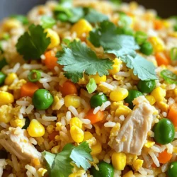 - 2 cups cooked jasmine rice - 1 cup cooked chicken breast, diced - 1 cup mixed vegetables (peas, carrots, corn) - 3 green onions, sliced - 2 eggs, beaten - 3 tablespoons soy sauce - 1 tablespoon sesame oil - 1 teaspoon garlic powder - Salt and pepper to taste - Fresh cilantro, for garnish (optional) To make easy chicken fried rice, you need a few key items. First, jasmine rice works best. It gives a nice texture and flavor. You can use cooked rice from the day before. This helps the rice stay fluffy. Next, add cooked chicken. You can use leftover chicken too. It saves time and adds flavor. Mixed vegetables like peas, carrots, and corn brighten the dish. For the extra touch, you need green onions. They add a fresh crunch. Eggs bring richness and protein. Soy sauce adds saltiness and umami flavor. For seasoning, sesame oil gives a lovely nutty taste. Garlic powder adds depth. Don't forget salt and pepper to make it just right. If you like, fresh cilantro can brighten up the dish as a garnish. Once you have these ingredients, you are ready to cook. For the full recipe, follow the steps in the next section. - Break up clumps of day-old rice. - Gather and measure all ingredients. Start with your rice. If it's day-old, it might be clumpy. Use your hands or a fork to break it apart. This step helps the rice fry evenly. Next, gather all your ingredients. Having everything ready makes cooking smooth and fast. - Heat sesame oil in skillet or wok. - Scramble eggs and set aside. - Sauté mixed vegetables until tender. Now, heat sesame oil in a large skillet or wok over medium-high heat. The oil gives a nice flavor. Add the beaten eggs to the pan. Scramble them until they are fully cooked, then set them aside. In the same pan, toss in your mixed vegetables. Cook them for about 2-3 minutes until they are tender. This step adds color and nutrients to your dish. - Add chicken to the pan and heat. - Incorporate rice, seasonings, and mix. - Fold in eggs and green onions before serving. Next, stir in the diced chicken. Cook for about 2 minutes to heat it through. Then, add your fluffy rice to the pan. Toss everything well so the chicken and veggies mix evenly. Sprinkle garlic powder, soy sauce, salt, and pepper. Mix again until everything is heated and combined. Finally, fold in the cooked eggs and sliced green onions. This adds a fresh touch right before serving. Enjoy your Easy Chicken Fried Rice! You can find the full recipe above. - Use day-old rice for best texture. Fresh rice can be sticky. - Adjust seasoning to personal taste. Add more soy sauce if you like salt. - Cool and store leftovers in airtight containers. This keeps them fresh. - Reheat in a skillet for best results. This helps maintain the rice's texture. - Serve with additional soy sauce on the side. It adds extra flavor. - Pair with homemade sauces or side dishes. Try a simple salad or spring rolls. {{image_2}} You can easily swap chicken for other proteins. Shrimp is a great choice. It cooks fast and adds a nice flavor. Tofu works well for a vegetarian option. It soaks up sauces and spices well. You can also use pork if you have it on hand. Leftover beef is another tasty option. Just cut it into small pieces for even cooking. Feel free to get creative with your veggies. Bell peppers add color and crunch. Broccoli brings a delightful texture and nutrients. Snap peas are sweet and crisp, a great addition. If you want to save time, use frozen vegetable blends. They are just as good and save you prep time. You can mix and match based on what you like. To make your fried rice even better, add some ginger. It gives a warm, spicy kick. Chili flakes can add heat for those who like spice. You can also try different types of soy sauce. Dark soy sauce adds richness, while light soy sauce is saltier. Experiment until you find the flavor you love. Each tweak can make a big difference in taste! After cooking, you should refrigerate the chicken fried rice within 2 hours. This keeps it safe to eat. Use airtight containers to keep the rice fresh. You can stack these containers to save space in the fridge. If you want to save some for later, freeze portions of the chicken fried rice. This makes for quick meals later. When you are ready to eat, thaw the rice in the refrigerator overnight. This helps keep the texture nice when you reheat it. If you store the chicken fried rice in the fridge, enjoy it within 3-4 days. For frozen rice, it can stay good for up to 2 months. Just remember to label your containers with the date so you know when to eat it. Yes, omit chicken and use tofu or only vegetables. This makes a tasty dish. You can add any veggies you love. Peppers, broccoli, or zucchini work well. Jasmine rice is recommended for texture and flavor. It has a nice aroma, too. Using day-old rice helps it stay firm. Fresh rice can be mushy when cooked. Absolutely! Feel free to use any leftover veggies you have. This is a great way to reduce waste. Just chop them up and toss them in. Ensure rice is well-cooled and dry before cooking. You can spread it out on a tray to cool. Avoid adding too much sauce, as that can make it wet. Sriracha, teriyaki sauce, or sweet chili sauce can enhance flavor. These sauces add a nice kick. You can serve them on the side for dipping, too. This blog post walks you through making a simple and tasty chicken fried rice. You learned about key ingredients like jasmine rice, diced chicken, and mixed veggies. The step-by-step instructions make cooking easy. Helpful tips and storage tricks keep your meal fresh for later. Don’t forget to try variations with different proteins or veggies. Enjoy making this dish your own! Cooking can be fun and rewarding when you try new things.