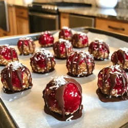 - 1 cup pitted fresh cherries, finely chopped - 1/2 cup almond butter - 1/4 cup oats - 1 tablespoon honey (or maple syrup for a vegan option) - 1/4 teaspoon vanilla extract - 1/4 teaspoon almond extract - 1/4 cup shredded coconut (unsweetened) - Pinch of salt - 1/4 cup dark chocolate chips (optional, for drizzling) When making Cherry Almond Butter Bites, you'll want to use fresh cherries. They add a burst of flavor. You can pit them easily with a knife or a cherry pitter. For the almond butter, choose a smooth variety for easy mixing. If you have nut allergies, you can swap it for sunflower seed butter. Oats provide texture and help bind the bites. You can use rolled oats or quick oats. Both will work well in this recipe. If you prefer a vegan option, maple syrup works great as a sweetener. It adds a rich flavor without using honey. The vanilla and almond extracts give a lovely aroma. Use pure extracts if possible for the best taste. Shredded coconut adds sweetness and a chewy texture. Make sure to pick unsweetened coconut to keep it healthy. A pinch of salt enhances all the flavors. It balances the sweet and nutty notes in the bites. If you want to add a chocolate drizzle, dark chocolate chips are a tasty option. They add a nice touch to the bites. - Almond butter alternatives: You can use peanut butter or sunflower seed butter. - Sweetener options: Maple syrup, agave nectar, or coconut sugar. - How to choose the right cherries: Look for firm cherries with a deep color. They should smell sweet and fruity. Check the full recipe for more details on making these tasty bites. - Mixing the base ingredients: In a medium bowl, combine 1 cup of finely chopped cherries and 1/2 cup of almond butter. Mix well until they form a sticky base. This is the heart of your bites. - How to properly chill the mixture: After mixing, add 1/4 cup oats, 1 tablespoon honey (or maple syrup), 1/4 teaspoon vanilla extract, 1/4 teaspoon almond extract, 1/4 cup unsweetened shredded coconut, and a pinch of salt. Stir until well combined. Cover the bowl and refrigerate for about 30 minutes. This step helps the mixture become firm. - Forming and rolling the bites: Once the mixture is firm, scoop small portions. Roll these into bite-sized balls, about 1 inch wide. You should get around 12 bites from this recipe. - Melting chocolate chips: If you want a chocolate drizzle, take 1/4 cup of dark chocolate chips. Melt them in a microwave-safe bowl. Heat in 30-second intervals, stirring in between until smooth. - Proper technique for drizzling or dipping: Once the chocolate is melted, you have two choices. You can either drizzle the chocolate over the rolled bites or dip half of each bite into the warm chocolate. Either way, the chocolate adds a rich flavor. - Best ways to present the bites: Place your finished Cherry Almond Butter Bites on a parchment-lined tray. For a pretty touch, use colorful wrappers or a nice plate when serving. - Recommendations for pairings: These bites pair well with fresh fruit or a cup of tea. You can also serve them alongside yogurt or a smoothie for a balanced snack. Enjoy your tasty treat! To keep your Cherry Almond Butter Bites fresh, store them in an airtight container. They can sit in the fridge for up to one week. For longer storage, you can freeze these bites. Place them in a single layer on a tray to freeze for a couple of hours. Once frozen, transfer them to a freezer bag. This way, they will stay fresh for about three months. You can add spices to change the flavor of your bites. A pinch of cinnamon or nutmeg makes a warm, cozy taste. Want a little heat? Try a touch of cayenne pepper! You can also mix in other nuts or seeds. Cashews, pecans, or sunflower seeds give a nice crunch and unique flavor. If you want to adjust the mixture's texture, add more oats or almond butter. This can make the bites firmer or softer based on your preference. For added crunch, consider using toasted coconut or nuts. The toasted flavors enhance the taste and add a delightful crunch to each bite. {{image_2}} You can play with flavors in many ways. For a tropical twist, add pineapple. Chopped fresh pineapple gives a sweet and juicy bite. It blends well with almond butter. This adds a sunny vibe to your treats. Another fun option is a berry medley. You can use mixed berries like raspberries, blueberries, or strawberries. These berries add a burst of flavor and color. Simply chop them finely and mix them in. Each bite will taste like summer. If you want a vegan version, just switch honey for maple syrup. This keeps your bites sweet and plant-based. You can enjoy the same great taste while being mindful of dietary choices. For nut-free versions, use sun butter or soy nut butter. These alternatives give a similar creaminess. They ensure that everyone can enjoy your bites without worry. You can also boost nutrition with fun additions. Adding protein powder makes these bites a great snack for active days. Just a scoop can help keep you full and energized. Another idea is to sprinkle in spices. Cinnamon or nutmeg can add warmth and depth to each bite. A pinch of either spice can change the flavor profile. It's a simple way to make your treats even more special. For the complete guide on making these delicious bites, check out the Full Recipe. Cherry Almond Butter Bites last up to one week in the fridge. For best storage, use an airtight container. This keeps them fresh and moist, preventing them from drying out. Layer parchment paper between bites to prevent sticking. To freeze Cherry Almond Butter Bites, place them on a baking sheet. Make sure they do not touch each other. Once frozen, transfer them to a zip-top bag. For thawing, take them out a few hours before serving. You can leave them in the fridge overnight for the best taste. Check for any off smells or discoloration. If the bites feel hard or dry, they may be spoiled. Always trust your senses. When in doubt, it’s safer to discard them. Enjoy your healthy snack while it's fresh! Can I use frozen cherries instead of fresh? Yes, you can. Frozen cherries work well. Just thaw and drain excess water first. This keeps the bites from getting too soggy. How can I make these bite-sized snacks without almond butter? You can swap almond butter for sunflower seed butter or peanut butter. Both will give a nice flavor. Are Cherry Almond Butter Bites gluten-free? Yes, these bites are gluten-free. Oats can be gluten-free, but check the label to be sure. What is the calorie count per bite? Each bite has about 70 calories, depending on the exact ingredients used. This makes them a great snack option. How to make the best Cherry Almond Butter Bites? To make the best bites, use ripe cherries and mix well. Let the mixture chill longer for better texture. Can I use other nut butters in this recipe? Absolutely! You can use cashew butter or peanut butter for different flavors. Just keep the same measurements. For the full recipe, refer back to the Cherry Almond Butter Bites section. Enjoy making these tasty and nutritious treats! In this blog post, we explored how to make Cherry Almond Butter Bites. We covered key ingredients, step-by-step instructions, and various tips for storage and customization. You can easily swap ingredients to fit your needs and try fun flavor twists. These bites are tasty, healthy, and simple to make. Enjoy creating your own versions and sharing them with friends!
