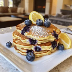 To make Lemon Blueberry Ricotta Pancakes, you need these key ingredients: - 1 cup ricotta cheese - 1 cup all-purpose flour - 1/2 cup milk - 2 large eggs - Zest of 1 lemon - 2 tablespoons lemon juice - 2 tablespoons sugar - 1 tablespoon baking powder - 1/2 teaspoon salt - 1 cup fresh blueberries (plus extra for topping) - Butter or oil for cooking Each ingredient plays an important role in creating the perfect pancake. The ricotta cheese makes the pancakes rich and creamy. The flour provides structure, while the milk helps to keep the batter moist. Eggs add fluffiness and bind everything together. Lemon zest and juice give a bright, fresh flavor. Sugar adds sweetness, and baking powder helps the pancakes rise. Salt balances the flavors. Fresh blueberries add bursts of sweetness and color. For the best ricotta cheese, I recommend using Galbani or BelGioioso. They both have great texture and flavor. For flour, King Arthur is a top choice. It’s reliable and gives good results. Any granulated sugar will work well. For baking powder, I suggest Clabber Girl. It’s strong and ensures your pancakes rise nicely. If you want dairy-free options, try almond or cashew ricotta. These can be creamy and flavorful. For milk, you can use almond or oat milk as good substitutes. If you need gluten-free options, almond flour or gluten-free all-purpose flour works great in this recipe. Just make sure to check the package for specific baking instructions. To start, gather all your wet ingredients. In a large mixing bowl, whisk together: - 1 cup ricotta cheese - 1/2 cup milk - 2 large eggs - Zest of 1 lemon - 2 tablespoons lemon juice - 2 tablespoons sugar Make sure everything mixes well until it's smooth. Next, move to the dry ingredients. In another bowl, mix together: - 1 cup all-purpose flour - 1 tablespoon baking powder - 1/2 teaspoon salt Gently combine the dry mix with the wet mix. Stir until just mixed. The batter should have some lumps. This helps keep the pancakes fluffy. Finally, fold in 1 cup of fresh blueberries. You want them evenly spread in the batter. Now it’s time to cook! Heat a non-stick skillet over medium heat. Add butter or oil to lightly coat the surface. Pour about 1/4 cup of batter for each pancake. Cook for about 3-4 minutes. You’ll know they’re ready to flip when bubbles form on top and edges look set. When you flip them, cook for another 2-3 minutes. They should turn golden brown. Repeat this with the remaining batter. Add more butter or oil as needed. Once cooked, stack the pancakes high on a plate. This looks great and makes you want to dig in! For garnish, add extra blueberries on top. A light dusting of powdered sugar adds a lovely touch. You can also add a lemon wedge for a fresh look. Enjoy your delightful pancakes! To get the best pancakes, avoid overmixing the batter. When you mix too much, your pancakes can turn out tough. You want some lumps in the batter; this keeps them light and fluffy. Use baking powder to help your pancakes rise. If you add a little more, they will become even fluffier. Just be careful not to use too much, or they may taste bitter. Measuring correctly is key to perfect pancakes. When you measure ricotta cheese, use a liquid measuring cup for accuracy. For flour, scoop it into the cup, then level it off with a knife. This keeps the amount right, so your pancakes won't be too dense. I prefer using kitchen scales for precise measurements, as they give you the best results every time. Adding spices can make your pancakes even better. A splash of vanilla or a dash of cinnamon can brighten the taste. Fresh blueberries are best for this recipe, but you can use frozen if needed. Just remember to thaw them first and drain any excess liquid. This way, your pancakes will stay light and tasty. For the full recipe, be sure to check out the complete guide. {{image_2}} You can mix things up with your Lemon Blueberry Ricotta Pancakes. Try adding chocolate chips for a sweet twist. The rich chocolate pairs well with the tart lemon and juicy blueberries. Another fun option is to add nuts. Chopped walnuts or pecans add a nice crunch. Seasonal fruits also make great additions. Use fresh strawberries in the spring or ripe raspberries in the summer. These fruits add a bright color and fresh taste to your pancakes. You can even mix different fruits for a flavor explosion. How you serve these pancakes can change the meal. A tall stack of pancakes looks great on a plate. You can layer them with butter or whipped cream. If you want something fun, make a pancake sandwich. Just put two pancakes together with yogurt or fruit in the middle. Syrups bring a lovely sweetness. Maple syrup is a classic choice, but try honey or fruit syrup for a twist. You can also top your pancakes with yogurt. A dollop of whipped cream makes them feel extra special. Want to cut back on sugar? You can reduce the amount of sugar in the recipe. The natural sweetness from the blueberries helps keep the flavor. Use ripe fruit for the best taste. Adding protein powder is another way to boost nutrition. It makes your pancakes filling and helps fuel your day. Just mix in a scoop with the dry ingredients. This small change packs a big punch in the health department. You can find the full recipe for Lemon Blueberry Ricotta Pancakes in the main article. To keep your Lemon Blueberry Ricotta Pancakes fresh, cool them first. Let them rest for about 10 minutes on a wire rack. This step prevents moisture build-up. Next, place the pancakes in an airtight container. You can also use a zip-top bag. If you stack them, add parchment paper between layers to avoid sticking. For longer storage, you can freeze them. Just make sure they are fully cool before freezing. When you want to enjoy your leftover pancakes, reheating is key. The best way is on the stovetop. Heat a skillet over low heat. Place the pancakes in the pan and cover it with a lid. This method warms them evenly and keeps them soft. You can use the microwave too, but it may dry them out. If using a microwave, heat for 15-20 seconds at a time. Check them often to avoid overcooking. In the fridge, your pancakes will last about 3 to 4 days. Keep an eye out for signs of spoilage. If they smell sour or develop mold, it’s best to toss them. Frozen pancakes can last up to 2 months. For the best taste, eat them sooner rather than later. Enjoy your delicious pancakes fresh! To make pancakes fluffier, use these tips: - Add baking powder: This helps the batter rise. - Don’t overmix: Mix until just combined. Lumps are okay. - Separate eggs: Whip the egg whites and fold them in for extra air. - Let the batter rest: Allow it to sit for 10 minutes before cooking. These steps will help your pancakes become light and airy. Yes, you can make the batter ahead. Here’s how: - Refrigerate: Cover the batter and store it in the fridge for up to 24 hours. - Stir gently: Before cooking, stir the batter lightly to combine. This way, you save time in the morning. For a complete breakfast, try these sides and drinks: - Maple syrup: A classic choice for sweetness. - Fresh fruit: Serve with sliced bananas or strawberries. - Yogurt: A dollop of yogurt adds creaminess. - Coffee or tea: Pair with your favorite morning beverage. These options will make your meal more enjoyable. You can add many fruits to the batter for variety: - Strawberries: Chop them into pieces for sweetness. - Raspberries: Their tartness complements the pancakes well. - Peaches: Dice them for a juicy burst of flavor. - Apples: Grate or chop them for added texture. These fruits can enhance the taste and color of your pancakes. For the full recipe and more details, check out the Full Recipe. Lemon Blueberry Ricotta Pancakes are a delicious and easy dish. We covered key ingredients, brands, and substitutions that can help you customize your pancakes. I shared step-by-step instructions to create the perfect batter and cook the pancakes just right. Tips for measuring and flavoring can enhance your results, and storing leftovers ensures none goes to waste. Lastly, explore variations to keep your pancakes exciting. Enjoy making and sharing these tasty pancakes with family and friends!