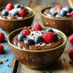 To make this avocado chocolate pudding, you need some fresh and simple ingredients. Here’s what you will need: - 2 ripe avocados - 1/2 cup unsweetened cocoa powder - 1/4 cup maple syrup - 1/2 cup almond milk - 1 teaspoon vanilla extract - Pinch of salt - Optional toppings: shredded coconut, cacao nibs, or fresh berries These ingredients come together to create a rich and creamy dessert. The avocados give the pudding its smooth texture and healthy fats. Cocoa powder adds a deep chocolate flavor. Maple syrup sweetens the pudding naturally. Almond milk keeps it dairy-free, while vanilla extract rounds out the taste. A pinch of salt enhances all the flavors. Feel free to get creative with your toppings! You can sprinkle shredded coconut or add a few cacao nibs for crunch. Fresh berries add a pop of color and flavor. For the full recipe, check out the complete instructions on how to create this delicious dessert. First, take your ripe avocados. Slice them in half. Carefully remove the pit with a spoon. Then, scoop out the soft flesh. Be sure to get all the green goodness. Place the flesh into your blender or food processor. Next, add the unsweetened cocoa powder, maple syrup, almond milk, vanilla extract, and a pinch of salt. Blend the mixture on high speed. Stop to scrape down the sides if needed. Blend until it is smooth and creamy. Taste the pudding to check the flavor. You can add more maple syrup for sweetness. Once blended, transfer the chocolate pudding to serving bowls. Cover the bowls and chill in the fridge. Let it rest for at least 30 minutes. This helps the flavors mix well. When you take it out, it will be cool and ready to enjoy. For the full recipe, check out the detailed steps provided above! Use ripe avocados for the best result. Ripe avocados are soft and creamy. They blend well and create a smooth texture. If your avocados are hard, let them ripen for a few days. When blending, use a high-speed blender. This helps break down the avocado completely. Stop to scrape down the sides as needed. This ensures every bit gets blended well. You can change the sweetness to your liking. Start with 1/4 cup of maple syrup. Taste the pudding and add more if needed. You can also try honey or agave syrup. For extra flavor, add a pinch of cinnamon or a splash of coffee. These spices enhance the chocolate taste. Garnishing makes your pudding look fancy. Top it with shredded coconut or cacao nibs. Fresh berries add a pop of color and flavor. Use clear serving cups to show off the creamy pudding. They make a great display at parties. Serve chilled for the best taste. For the full recipe, you can refer back to the main sections. {{image_2}} You can easily make this pudding fit your diet. For a dairy-free option, use almond milk or other plant-based milks. This pudding is naturally gluten-free since it has no grains. If you're watching carbs, swap maple syrup for a low-carb sweetener like stevia or erythritol. This keeps the pudding sweet without the extra sugar. Want to spice things up? Try adding a dash of cinnamon for warmth or a pinch of chili for heat. These spices blend well with the rich chocolate flavor. You can also experiment with different sweeteners. Honey or agave syrup can add a unique twist to your pudding. You can change the texture of your pudding too. For a thicker pudding, use alternative thickeners like chia seeds or coconut cream. These can add extra creaminess. You can also mix in other fruits like bananas or berries for added flavor and texture. This not only enhances the taste but also makes your pudding more fun to eat. For the Full Recipe, check out the ingredients and instructions above. To store your avocado chocolate pudding, keep it in an airtight container. This step keeps the pudding fresh and prevents it from absorbing other flavors in your fridge. The pudding tastes best when chilled, so put it in the fridge right after making it. It will last for about 3 to 5 days. If you see any browning on top, just give it a stir. The flavor will still be great! If you want to save some pudding for later, freezing works well. Use a freezer-safe container and leave space at the top. The pudding expands as it freezes. When you want to eat it, let it thaw in the fridge overnight. The texture may change a bit after freezing. It could become slightly grainy, but the taste should still be good. For the best experience, eat it fresh! Check out the full recipe for more details. Yes, you can use different types of milk. Non-dairy milk options include soy, oat, or coconut milk. Each type brings its own flavor. Almond milk is my top choice because it’s light and creamy. Using whole milk gives a richer taste but adds more fat. Non-dairy milks keep this recipe vegan and lower in calories. However, the consistency may change slightly. This pudding is quite healthy. Avocados are full of good fats, fiber, and vitamins. They help keep your heart healthy and boost your skin. Compared to traditional pudding, this recipe has fewer calories and less sugar. A typical chocolate pudding has high sugar and cream, while this recipe uses natural sweeteners. This makes it a tasty and guilt-free treat. Chill the pudding for at least 30 minutes. This wait helps the flavors mix well. You know it's ready when it feels firm but still creamy. Serve it cold for the best taste. If you leave it longer, it gets even better! Enjoy that smooth, rich texture when you dig in. This blog post covered how to make a delicious avocado chocolate pudding. We explored key ingredients, detailed step-by-step instructions, and shared helpful tips for the best results. You also learned about storage options and variations to customize your pudding. In closing, this dessert is not just tasty; it's also healthy. Experiment with flavors and toppings to make it your own. Enjoy creating and sharing this treat with others!