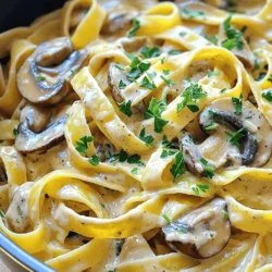 To make One-Pot Creamy Mushroom Pasta, gather these ingredients: - 12 oz (340g) pasta (fettuccine or penne works well) - 2 tablespoons olive oil - 1 medium onion, finely chopped - 3 cloves garlic, minced - 8 oz (225g) fresh mushrooms, sliced (cremini or button) - 3 cups vegetable broth - 1 cup heavy cream or coconut cream for a dairy-free option - 1 teaspoon dried thyme - 1 teaspoon Italian seasoning - Salt and pepper, to taste - ½ cup grated Parmesan cheese (or nutritional yeast for a vegan option) - Fresh parsley, chopped (for garnish) You can change ingredients based on your needs: - Use whole wheat pasta for a healthier option. - Swap heavy cream with cashew cream for a vegan choice. - If you lack fresh mushrooms, dried ones work too; just rehydrate them. - For more flavor, try using chicken broth instead of vegetable broth. - Nutritional yeast can replace Parmesan for a cheesy taste in vegan meals. To prepare this dish, you will need: - A large pot or deep skillet for cooking. - A wooden spoon or spatula for stirring. - A sharp knife and cutting board for chopping. - Measuring cups and spoons for accuracy. - A serving bowl for presentation. These tools make the process simple and fun! You’ll find the full recipe in the earlier sections. To make One-Pot Creamy Mushroom Pasta, start by gathering your ingredients. Grab a large pot or deep skillet. Heat 2 tablespoons of olive oil over medium heat. Add 1 medium onion, finely chopped. Sauté it for 3 to 4 minutes until it turns soft and see-through. Next, stir in 3 cloves of minced garlic and 8 ounces of sliced mushrooms. Cook them for 5 to 6 minutes. The mushrooms should be golden brown and release their moisture. Now it's time to add the pasta. You can use 12 ounces of fettuccine or penne. Pour in 3 cups of vegetable broth and 1 cup of heavy cream. For a dairy-free choice, try coconut cream. Mix in 1 teaspoon of dried thyme and 1 teaspoon of Italian seasoning. Add salt and pepper to taste. Make sure the pasta is completely submerged in the liquid. Raise the heat to high and bring the mixture to a boil. Once it bubbles, lower the heat and cover the pot. Let it simmer for about 12 to 15 minutes. Stir it occasionally. The pasta should be al dente, and the sauce will thicken. After cooking, take the pot off the heat. Stir in ½ cup of grated Parmesan cheese or nutritional yeast for a vegan option. Mix until the sauce is creamy and smooth. Taste it and add more salt or pepper if you like. Let the pasta rest for about 5 minutes. This will help it thicken even more. When ready, serve it warm, garnished with fresh chopped parsley. - Sauté onions: 3-4 minutes to get them soft. - Cook garlic and mushrooms: 5-6 minutes until golden. - Simmer pasta: 12-15 minutes for perfect texture. - Rest time: 5 minutes allows sauce to thicken. A tip for cooking: Keep the heat on medium to avoid burning the garlic. Stir often to prevent sticking. Look for these signs to know your pasta is ready: - The pasta should be firm but tender when bitten (al dente). - The sauce should cling to the pasta and be creamy, not watery. - Mushrooms should be nicely browned and aromatic. Use these cues to ensure you make a delicious dish every time. For more details, check the Full Recipe. Enjoy your cooking journey! To make your dish pop, add spices. Try a pinch of red pepper flakes for heat. You can also add a dash of smoked paprika for a warm flavor. Fresh herbs like basil or oregano can brighten the dish. Always taste as you go to find your favorite mix. Cooking pasta in one pot is easy. Start by making sure the pasta is fully submerged in the liquid. Stir often to prevent sticking. Check the pasta at the minimum cooking time. If it’s not done, keep cooking but check every minute. This helps you avoid overcooking it. Many people forget to stir the pasta. This can lead to sticky clumps. Another mistake is not using enough liquid. If the pasta seems dry, add more broth. Always taste the sauce and adjust seasoning before serving. This ensures a balanced flavor. For the best result, follow the Full Recipe closely. {{image_2}} You can make this dish vegetarian or vegan with a few simple swaps. Instead of heavy cream, use coconut cream, which adds a nice richness. For cheese, choose nutritional yeast for a cheesy flavor. This way, you keep the meal creamy and delicious without any animal products. Fresh herbs like basil or spinach can also work well to add freshness. Want to add protein? Chicken or shrimp are great options. Sauté diced chicken or shrimp with the onions and mushrooms until cooked through. If you prefer a plant-based protein, use firm tofu. Cut the tofu into cubes and add it with the mushrooms. This adds texture and makes the dish more filling. The type of mushroom you use can change the taste of your pasta. Cremini mushrooms offer a rich, earthy flavor, while button mushrooms are milder. For a bolder taste, try shiitake or portobello mushrooms. Mix different types for a unique flavor profile. Each variety brings something special to your dish, enhancing the overall experience. To keep your One-Pot Creamy Mushroom Pasta tasty, store it in an airtight container. Let the pasta cool down before putting it away. Place the container in the fridge. It can last for up to three days. If you want to enjoy it later, remember to separate the sauce from the pasta. This helps keep the pasta from getting soggy. When you reheat creamy dishes, do it slowly. Use a pan on low heat. Add a splash of water or broth to help the sauce stay smooth. Stir often while heating. You can also use the microwave. Heat in short bursts, stirring in between. This keeps the dish creamy and delicious. If you want to freeze your pasta, do it right after cooking. Let it cool, then place it in a freezer-safe container. It can last for up to two months in the freezer. When you are ready to eat, thaw it in the fridge overnight. Reheat it as mentioned before. You may want to add a bit more cream to restore the texture. Enjoy your meal again! You can use many pasta types for this dish. Fettuccine and penne work best. You can also try rotini, macaroni, or even spaghetti. Just ensure that the pasta cooks well in one pot. Each type adds a unique twist to the meal. Yes, you can make this dish dairy-free! Simply swap heavy cream for coconut cream. This choice keeps the dish rich and creamy without dairy. You can also use nutritional yeast instead of Parmesan cheese. It gives a cheesy flavor without any animal products. To thicken the sauce, you have a few options. Add more cheese, like Parmesan or nutritional yeast. You can also mix in a tablespoon of cornstarch with a little water. Stir it into the sauce until it thickens. Another tip is to let the pasta sit longer. This helps it absorb more sauce. For the full recipe, please refer to the earlier sections. This blog post covered ingredients, cooking steps, and tips for pasta dishes. You learned how to choose the right ingredients and tools. I shared ways to enhance flavor and avoid common mistakes. You found variations to suit any diet, from vegan to meat-based options. Lastly, you received advice on storing leftovers. Pasta can be simple or gourmet with these tips. With practice, you'll cook great meals every time. Dive into the pasta world and enjoy your cooking journey!