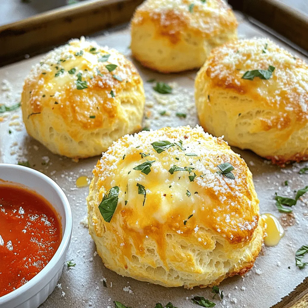- 1 can (16.3 oz) refrigerated biscuit dough - 8 oz mozzarella cheese, cut into cubes - ¼ cup grated Parmesan cheese - 2 tablespoons fresh basil, chopped - 1 teaspoon garlic powder - 1 teaspoon Italian seasoning - 2 tablespoons butter, melted - Marinara sauce for dipping (optional) You need simple ingredients to make Gooey Mozzarella Biscuit Bombs. The star is the biscuit dough. It is easy to find and fun to work with. Mozzarella cheese makes these bombs gooey and delicious. You can cut it into cubes for the best melt. To add flavor, you will use Parmesan cheese and fresh basil. The garlic powder and Italian seasoning add a nice touch. Butter gives the biscuits a golden finish. For a tasty dip, marinara sauce is optional but highly recommended. - Baking sheet - Parchment paper - Mixing bowl To make these biscuit bombs, you will need a few tools. A baking sheet helps you cook them evenly. Parchment paper makes cleanup easy and prevents sticking. A mixing bowl is great for combining your ingredients. These tools make the cooking process smooth. With everything ready, you can focus on creating a perfect snack. If you want the full recipe, check out the full recipe section above. - Preheat your oven to 375°F (190°C). Line a baking sheet with parchment paper. - Open the can of biscuit dough and separate the biscuits. Flatten each biscuit into a circle about 4 inches wide. - Place a cube of mozzarella cheese in the center of each flattened biscuit. - Sprinkle a pinch of grated Parmesan, chopped basil, garlic powder, and Italian seasoning over the cheese. - Carefully fold the edges of the biscuit around the cheese, pinching to seal all the way. Ensure the cheese is completely enclosed. - Roll each sealed biscuit bomb into a ball and place it on the prepared baking sheet. - Brush the tops of the biscuit bombs with melted butter to give them a golden, crispy finish. - Bake in the preheated oven for 12-15 minutes, until golden and puffed up. - Once done, remove from the oven and let cool for a few minutes before serving. - Serve warm with marinara sauce for dipping if desired. For the full recipe and more detailed steps, check out the [Full Recipe]. To make your gooey mozzarella biscuit bombs shine, start with the right cheese. Use fresh mozzarella. It melts beautifully, giving that perfect gooey texture. Avoid low-moisture mozzarella. It may not melt as well and can be chewy. Sealing the bombs is key. After you add the cheese, fold the biscuit edges over it. Pinch them tightly to keep the cheese inside. If they are not sealed well, the cheese can ooze out while baking. This can make a mess and ruin that gooey experience. Get creative by adding spices. Try a pinch of red pepper flakes for heat. You can also mix in some dried oregano or thyme for extra flavor. Alternative cheeses can elevate your bombs. Cheddar adds a sharp bite. Gouda brings a smoky touch. You can even mix them together for a unique taste. Experiment with what you like best! {{image_2}} You can get creative with the cheese. Cheddar or gouda adds a rich taste. Just swap the mozzarella for either cheese. This change gives a new twist to the flavor. You can also mix cheeses for even more fun. Adding pepperoni or other meats makes these bombs heartier. Simply place a slice of pepperoni on the cheese. If you like sausage or ham, add those too. These additions make the snack more filling and tasty. Vegetarians can enjoy these biscuit bombs too! You can add spinach or artichokes for a fresh taste. Chop them fine and mix them in with the cheese. It adds a healthy touch and lots of flavor. For a vegan option, try using dairy-free cheese. There are many great brands out there. You can also use mashed avocado or hummus for a creamy fill. These swaps let everyone enjoy this snack. Check out the Full Recipe for more ideas! To keep your Gooey Mozzarella Biscuit Bombs fresh, place them in an airtight container. This will help maintain their flavor and texture. Store them in the fridge, where they can last for about 2 to 3 days. If you want to keep them longer, consider freezing them instead. When you're ready to enjoy your leftovers, reheating them is key. The best method is to use an oven. Preheat your oven to 350°F (175°C). Place the biscuit bombs on a baking sheet and cover them with foil. This will help keep them moist. Heat for about 10-12 minutes, or until warm. If you want to keep that gooey texture, avoid using a microwave. The heat can make them chewy. Instead, stick with the oven method for the best results. Enjoy your snack just like the first time! To make the biscuits crispy, follow these steps: - Use cold butter when brushing. - Bake on a preheated baking stone or baking sheet. - Avoid overcrowding the baking sheet. These tips create a nice crunch on the outside. Yes, you can use homemade biscuit dough. The key is to roll it thin. Thin dough helps the cheese melt well. You can follow your favorite biscuit recipe for best results. Gooey Mozzarella Biscuit Bombs pair well with: - Marinara sauce for dipping. - A fresh salad for a light meal. - Garlic bread for extra flavor. These options enhance the overall taste. Yes, you can freeze the biscuit bombs. Just shape them and place them on a baking sheet. Freeze until firm, then transfer to a freezer bag. When ready to bake, add a few extra minutes to the baking time. Enjoy the gooey goodness fresh from the oven! Gooey Mozzarella Biscuit Bombs are easy to make and fun to eat. We covered the key ingredients, step-by-step instructions, and tips for perfecting texture. Plus, I shared storage and reheat tips to keep them tasty. You can even explore different fillings to suit your taste. Enjoy these versatile snacks any time, whether for a party or a cozy night in. With these simple steps, you’ll impress everyone with your cooking skills. Happy baking!