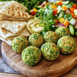 To make crispy baked falafel, you need a few key ingredients. Here’s a list: - 1 cup dried chickpeas, soaked overnight - 1 small onion, chopped - 2 garlic cloves, minced - 1/4 cup fresh parsley, chopped - 1/4 cup fresh cilantro, chopped - 2 tablespoons tahini - 1 teaspoon cumin powder - 1 teaspoon coriander powder - 1/2 teaspoon paprika - Salt and pepper to taste - 1/4 teaspoon baking soda - 2 tablespoons olive oil These ingredients create a tasty and healthy snack. Dried chickpeas give falafel its base. Soaking them overnight helps them soften. Fresh herbs like parsley and cilantro add great flavor. Seasoning is key to making falafel pop. You use cumin and coriander for warmth. Paprika adds a hint of smokiness. Salt and pepper bring out all the flavors. Baking soda helps the falafel rise and stay light. You can mix in extra ingredients for fun twists. Try adding: - Finely chopped bell pepper for crunch - Grated zucchini for moisture - Chopped olives for a briny taste These add-ins can change the texture and taste of your falafel. For a full recipe, check the section above. Start by soaking the dried chickpeas overnight. This helps them soften. The next day, drain the chickpeas well. Place them in a food processor. Add the chopped onion, minced garlic, fresh parsley, and cilantro. These veggies add flavor and freshness. Next, add tahini, cumin, coriander, paprika, salt, and pepper to the food processor. Then, sprinkle in the baking soda. Pulse the mixture until it turns into a coarse meal. It should hold together when you press it. If it’s too wet, add a bit more chickpea flour. Let the mixture sit for about 30 minutes. This helps the flavors blend nicely. After resting, use your hands to shape the mixture into small balls or patties. Aim for about 1.5 inches in diameter. Place them on a lined baking sheet. Drizzle olive oil over the falafel. Roll them gently to coat. Bake them in a preheated oven at 400°F for 25-30 minutes. Flip the falafel halfway through baking. They should be golden brown and crispy when done. Enjoy them warm with pita bread and fresh veggies. Check the full recipe for serving tips and ideas! To make your falafel crispy, use soaked chickpeas. Dried chickpeas give a better texture than canned ones. After blending, let the mixture rest for 30 minutes. This helps the flavors blend and firms it up. Drizzle olive oil on top before baking. It adds flavor and helps with crispiness. Flip the falafel halfway through baking. This ensures even browning on both sides. If you want extra crunch, bake them a bit longer but watch closely. Store leftover falafel in an airtight container. Keep them in the fridge for up to three days. To reheat, place them in the oven. Preheat the oven to 350°F (175°C) and bake for about 10 minutes. This keeps them crispy. You can also use a toaster oven. Microwaving can make them soggy, so avoid that if you want to keep the crunch. One common mistake is over-blending the mixture. You want a coarse texture, not a paste. Another mistake is not letting the mixture rest. Skipping this step can lead to falafel falling apart. Make sure to use enough oil when baking. Too little oil can result in dry falafel. Lastly, don’t overcrowd the baking sheet. Space them out for even cooking. Follow these tips, and you'll make the best crispy baked falafel! For the full recipe, check out the Crispy Baked Falafel section. {{image_2}} You can mix up the flavors of your crispy baked falafel easily. For a spicy kick, add chopped jalapeños or a dash of cayenne pepper. If you prefer herbs, try fresh dill or mint for a refreshing twist. You can also use smoked paprika for a smoky flavor. Experimenting with these options keeps things exciting! Making your falafel gluten-free is simple. Just ensure your tahini is gluten-free and serve with gluten-free pita or veggies. This recipe is naturally vegan, so you can enjoy it without any animal products. For nut allergies, skip the tahini or use sunflower seed butter instead. Your falafel will still taste great! Crispy baked falafel works well in many meals. Serve them in warm pita with fresh veggies and sauce. You can make a falafel salad with greens, tomatoes, and a drizzle of tahini. For a fun snack, pair them with hummus or tzatziki. Don’t forget to check out the Full Recipe for more ideas! To keep your crispy baked falafel fresh, store them in an airtight container. Place a paper towel at the bottom to absorb moisture. This helps maintain their crispness. You can keep them in the fridge for up to five days. Make sure to let them cool completely before sealing. This prevents steam from making them soggy. Freezing is a great option for longer storage. First, let the falafel cool down. Then, place them in a single layer on a baking sheet. Freeze them for about an hour until solid. After that, transfer the frozen falafel to a freezer bag. They can last up to three months in the freezer. When you're ready to eat, you can bake them straight from the freezer. For the best results, reheat falafel in the oven. Preheat your oven to 375°F (190°C). Place the falafel on a baking sheet and warm them for about 10-15 minutes. This will help restore their crispiness. If you're in a rush, you can also use the microwave. However, this method may make them soft. To enjoy the full experience, I recommend the oven method. For more detailed instructions, check the Full Recipe. You can make falafel by mashing the chickpeas by hand. Use a fork or a potato masher. Chop the onion, garlic, and herbs finely. Mix them well with the chickpeas and spices in a bowl. This method takes more time but still works great. Yes, baking works for most falafel recipes. It keeps the falafel crispy while being healthier. Just remember to coat them lightly in oil. This helps with browning and crunchiness. Crispy baked falafel tastes great with many sauces. Here are a few options: - Tahini sauce - Tzatziki sauce - Hummus - Yogurt-based sauces These sauces add flavor and creaminess to your falafel. Your falafel is done when they turn golden brown and crispy. Bake them for about 25-30 minutes. Flip them halfway for even cooking. You can also check with a toothpick; it should come out clean. If you can't find tahini, use sunflower seed butter or peanut butter. You can also blend sesame seeds with oil until smooth. This gives a similar flavor and texture to your falafel. For more details, check the Full Recipe. Crispy baked falafel is a tasty and easy dish. You learned about the key ingredients, preparation steps, and helpful tips to make it great. Each section offered insights on variations and storage options. Remember, making falafel can be fun and rewarding. With practice, you can perfect your technique. Enjoy experimenting with flavors and share this healthy dish with others!