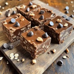 No-Bake Chocolate Oat Bars are simple and fun to make. They require no baking and are ready in just a few hours. You will love how easy it is to mix these tasty ingredients together. - 2 cups rolled oats - 1 cup creamy peanut butter - 1/2 cup honey or maple syrup - 1/2 cup cocoa powder - 1/2 cup chopped nuts (such as almonds or walnuts) - 1/4 cup mini chocolate chips - 1/2 teaspoon vanilla extract - A pinch of salt These ingredients come together to create a delicious treat. The oats give the bars a nice texture, while the peanut butter adds creaminess. Honey or maple syrup sweetens the mix. Cocoa powder gives it that rich chocolate taste. Chopped nuts and mini chocolate chips add crunch and fun. The vanilla extract enhances the flavor, and a pinch of salt balances everything out. With this list, you can prepare these bars quickly. Grab your ingredients, and let’s start making something yummy! For the full recipe, see the details above. 1. In a large mixing bowl, combine 1 cup of creamy peanut butter and 1/2 cup of honey (or maple syrup). Stir until smooth. 2. Sift in 1/2 cup of cocoa powder. Add a pinch of salt and mix well. 3. Next, add 2 cups of rolled oats, 1/2 cup of chopped nuts, 1/4 cup of mini chocolate chips, and 1/2 teaspoon of vanilla extract. Mix until all dry ingredients are coated. 1. Line an 8x8 inch baking dish with parchment paper. Leave some overhang for easy removal later. 2. Transfer the mixture to the dish. Press it down tightly using a spatula or your hands. Make sure the mixture is even and packed well. 1. Place the baking dish in the refrigerator. Let it chill for 1-2 hours to set. 2. Once firm, lift the bars out using the parchment overhang. Slice them into squares or rectangles for serving. This simple process helps you create delicious No-Bake Chocolate Oat Bars. For more details, check the Full Recipe. To get firm bars, you must tightly pack the mixture. A firm bar will hold together better. Use a spatula or your hands to press the mixture evenly. This ensures every bite is just as yummy as the last. If you want to switch from peanut butter, try almond or sun butter. These can add new flavors. For sweeteners, honey works great, but you can also use maple syrup. If you need a sugar-free option, try stevia or agave syrup instead. When serving, place the bars on a wooden cutting board or colorful plate. For a fun touch, sprinkle extra chocolate chips or nuts on top. These bars pair well with milk, coffee, or even a scoop of ice cream. They make a great snack any time of day. For the full recipe, check out the earlier section. {{image_2}} You can make these bars even better with some fun changes. Try adding dried fruits like raisins, cranberries, or apricots for a burst of sweetness. You can also mix in seeds, such as sunflower or pumpkin seeds. This adds crunch and boosts nutrition. If you're a chocolate lover, use different types of chocolate. Dark chocolate can give a rich taste, while white chocolate adds a nice twist. You can even use flavored chocolate to create a unique bar that suits your taste. Do you need gluten-free options? Just make sure your oats are certified gluten-free. Most oats are naturally gluten-free, but some may get cross-contaminated. This small change makes your bars safe for gluten-free diets. Want to make these bars vegan? Simply replace honey with maple syrup or agave nectar. Use dairy-free chocolate chips for a fully plant-based treat. This way, everyone can enjoy your delicious no-bake bars. Do you like your bars crunchy or chewy? Adjust this by changing the nut and seed ratios. If you want crunch, add more chopped nuts. For chewy bars, use fewer nuts and more oats. You can even play with the oats themselves. Quick oats will give you a softer texture, while rolled oats will add more chewiness. Experiment until you find your perfect balance. To keep your no-bake chocolate oat bars fresh, use an airtight container. This prevents air from drying them out. I recommend glass or plastic containers with tight lids. Store the bars in a cool, dry place. The fridge is the best spot to keep them tasty. In the refrigerator, your bars will last for about one week. If you want to keep them longer, consider freezing them. Wrap each bar in plastic wrap before placing them in a freezer bag. They can stay fresh in the freezer for up to three months. If your bars feel a bit hard after refrigeration, you can refresh them. Let them sit at room temperature for a few minutes. You can also warm them slightly in the microwave for a few seconds. If you have leftovers, try crumbling them into yogurt or oatmeal for a new treat. No-Bake Chocolate Oat Bars last about one week in the fridge. Store them in an airtight container. This keeps them fresh and tasty. If you want to keep them longer, you can freeze them. They stay good for up to three months when frozen. Yes, you can use different nut butters. Almond butter or cashew butter work well in this recipe. Just make sure the nut butter is smooth and creamy. This helps the bars hold together just like peanut butter. Absolutely! To make these bars vegan, use maple syrup instead of honey. Choose a nut butter that is vegan-friendly. Many nut butters are naturally vegan. This way, you can enjoy the bars without any animal products. Yes, you can make nut-free bars. Use sunflower seed butter instead of nut butter. You can also skip the nuts entirely. Just ensure that your ingredients are nut-free to avoid any allergies. These bars taste great on their own, but you can serve them with milk or a smoothie. They also pair well with fresh fruit like bananas or strawberries. You can even add a scoop of ice cream for a fun treat! This blog post covers how to make delicious no-bake chocolate oat bars. We reviewed the key ingredients, step-by-step instructions, and tips for great texture. You learned how to vary the recipe to fit your tastes and dietary needs. In conclusion, these bars are not just easy to make, but also fun to customize. Enjoy making them for snacks or desserts. Prepare to wow your friends and family with a treat that’s both tasty and healthy!
