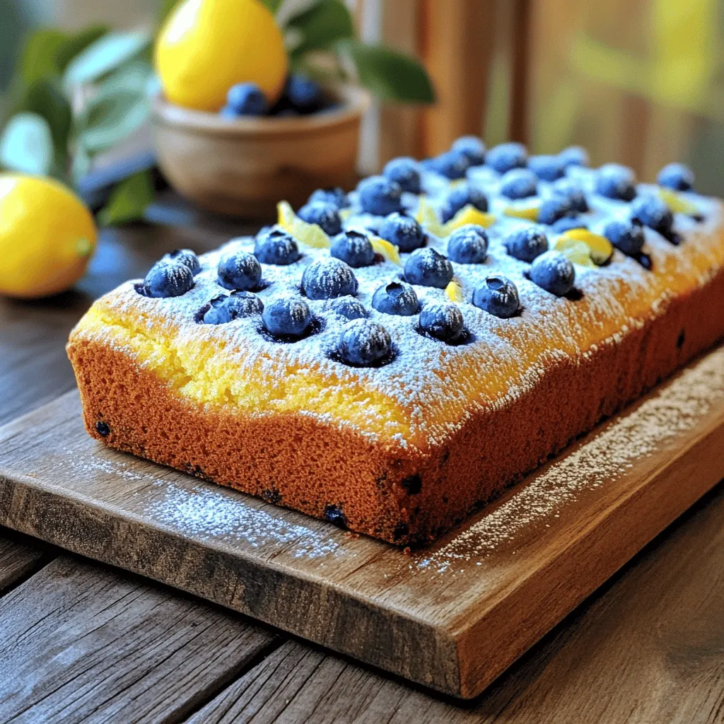 This Lemon Blueberry Pound Cake combines bright lemon flavor with sweet blueberries. It’s simple to make and perfect for any occasion. - Dry Ingredients - 1 ½ cups all-purpose flour - 1 teaspoon baking powder - ½ teaspoon baking soda - ¼ teaspoon salt - Wet Ingredients - ½ cup unsalted butter, softened - 1 cup granulated sugar - 2 large eggs - 1 tablespoon lemon zest - 2 tablespoons fresh lemon juice - 1 teaspoon vanilla extract - ½ cup sour cream - 1 cup fresh blueberries - Optional Toppings - Powdered sugar for dusting This blend of ingredients makes the cake rich and moist. The lemon zest and juice add a fresh pop that wakes up your taste buds. The blueberries bring sweetness and color. You can find the full recipe above. Enjoy each bite of this delightful treat! Prepping the Oven and Pan First, you need to preheat your oven to 350°F (175°C). This ensures even baking. Next, take a 9x5 inch loaf pan and grease it with butter. Dust it lightly with flour. This helps the cake not stick. Mixing Dry Ingredients In a medium bowl, whisk together 1 ½ cups of all-purpose flour, 1 teaspoon of baking powder, ½ teaspoon of baking soda, and ¼ teaspoon of salt. Mixing these dry ingredients first adds air and helps the cake rise. Creaming Butter and Sugar In a large mixing bowl, cream ½ cup of softened unsalted butter with 1 cup of granulated sugar. Use a mixer on medium speed for about 3-4 minutes. You want it light and fluffy for the best texture. Adding Eggs and Flavor Now, add 2 large eggs one at a time. Mix well after each egg. Then, stir in 1 tablespoon of lemon zest, 2 tablespoons of fresh lemon juice, and 1 teaspoon of vanilla extract. This adds a burst of flavor. Incorporating Dry Ingredients and Sour Cream Gradually add the dry mix to the wet mixture. Alternate adding ½ cup of sour cream. Start and end with the flour mix. Mix just until you see no dry flour. Overmixing can make the cake tough. Folding in Blueberries Now, gently fold in 1 cup of fresh blueberries. Be careful not to overmix, or the blueberries will break. You want whole berries for that juicy burst in every bite. Pouring and Smoothing Batter Pour the batter into your prepared loaf pan. Use a spatula to smooth the top. This helps it bake evenly. Baking Time and Techniques Bake in the oven for 55-60 minutes. Check for doneness by inserting a toothpick into the center. If it comes out clean, your cake is done. Cooling Instructions Once baked, let the cake cool in the pan for 10 minutes. Then, transfer it to a wire rack to cool completely. This helps keep the crust nice and crisp. To see the complete recipe, check the Full Recipe section above. Enjoy your baking! Achieving the Perfect Texture To get the right texture, cream the butter and sugar well. This step adds air, making your cake fluffy. Use room temperature ingredients for the best results. They mix better and create a smooth batter. Avoiding Overmixing Mix the batter just until combined. Overmixing can make your cake dense. When you fold in the blueberries, be gentle. This keeps them whole and juicy. Testing for Doneness Insert a toothpick into the center of your cake. If it comes out clean, it's ready. If not, give it a few more minutes. Keep an eye on the edges; they should be golden brown. Ingredient Measurement Tips Use the right tools for measuring. A kitchen scale can help with accuracy. For flour, spoon it into the cup, then level it off. This prevents adding too much flour. Temperature Considerations Make sure your oven is properly preheated. An oven thermometer can help. If your cake bakes too fast, it may burn on the outside but stay raw inside. Flour Types Stick to all-purpose flour for this recipe. Other flours can change the texture of your cake. They may absorb liquids differently, leading to unexpected results. For the full recipe, check out the Lemon Blueberry Bliss Pound Cake. {{image_2}} Adding Nuts or Seeds You can add nuts or seeds to boost flavor. Chopped walnuts or pecans add a nice crunch. Pumpkin seeds also give a unique twist. Just fold in about ½ cup of your choice while mixing the blueberries. Creating a Glaze A lemon glaze can take this cake to a new level. Mix powdered sugar with lemon juice for a sweet, tangy glaze. Drizzle it over the cooled cake for a beautiful finish. This adds extra sweetness and a bright flavor. Using Different Berries Feel free to swap blueberries for other berries. Raspberries or blackberries work well too. They add color and a slightly different taste. You can mix berries for a fun medley that will wow your guests. Gluten-Free Options To make this cake gluten-free, use a gluten-free flour blend. Look for blends that include xanthan gum for the best texture. You can use the same amount as all-purpose flour in the recipe. Vegan Alternatives For a vegan version, replace eggs with flax eggs. Mix 1 tablespoon of ground flaxseed with 3 tablespoons of water and let it sit until thick. Use plant-based butter and dairy-free yogurt to keep it moist. This way, you maintain flavor without dairy or eggs. Explore these variations to make your lemon blueberry pound cake even more special! Check out the Full Recipe for detailed instructions. To keep your Lemon Blueberry Pound Cake fresh, store it at room temperature. Wrap it in plastic wrap or foil. This will help keep moisture in. Place it in an airtight container for added protection. If you do not have an airtight container, a cake dome works well too. This cake stays fresh for about three days. If you want to keep your cake for longer, freezing is the best option. First, let the cake cool completely. Then, wrap it tightly in plastic wrap. After that, place the wrapped cake in a freezer bag. Be sure to remove as much air as you can. The cake can last up to three months in the freezer. When you are ready to enjoy it again, take the cake out of the freezer. Let it thaw in the fridge overnight. Once thawed, you can reheat it in the oven. Set the oven to 350°F (175°C). Bake it for about 10 to 15 minutes. This will warm it up nicely. You can also microwave a slice for about 20 seconds. For more details, check the [Full Recipe]. How can I make this recipe ahead of time? You can prepare the batter and store it in the fridge for a day. Just remember to bake it fresh when you need it. This keeps the cake moist and tasty. Can I substitute ingredients? Yes! You can swap sour cream with plain yogurt. If you want a lighter cake, use applesauce instead of butter. Make sure to keep the same amounts. What are the signs of a well-baked pound cake? A well-baked pound cake has a golden brown top. It should spring back when touched lightly. A toothpick inserted in the center should come out clean. What flavors pair well with lemon blueberry? Lemon blueberry pairs well with vanilla and almond flavors. You can also add hints of ginger or mint for a unique twist. How to serve and present the cake for gatherings? Serve slices on a pretty platter with fresh blueberries on top. A dusting of powdered sugar adds a nice touch. You can also drizzle a simple lemon glaze for more flavor. Can I use frozen blueberries? Yes, you can use frozen blueberries. Just toss them in flour before adding to the batter. This helps prevent them from sinking to the bottom of the cake. You now have a full guide to baking an amazing lemon blueberry pound cake. We covered the key ingredients, step-by-step instructions, and helpful tips to avoid mistakes. You can also experiment with flavors or dietary needs. Remember to store your cake properly for the best taste. Baking can be fun and rewarding. Enjoy sharing your tasty creation with friends and family. Happy baking!