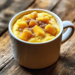 To make a tasty peach cobbler mug cake, you need some simple ingredients. Here’s what you’ll need: - 1 ripe peach, peeled and diced - 1/4 cup all-purpose flour - 2 tablespoons granulated sugar - 1/4 teaspoon baking powder - 1/4 teaspoon cinnamon - Pinch of salt - 1/4 cup milk (dairy or non-dairy) - 1 tablespoon vegetable oil - 1/2 teaspoon vanilla extract These ingredients blend well and create a soft, sweet cake. The fresh peach brings a juicy flavor that stands out. You can add a few extra touches to make your mug cake even better. Here are some ideas: - 1 tablespoon brown sugar (optional, for topping) - A sprinkle of nutmeg for warmth - Chopped nuts for crunch - A scoop of ice cream on top Feel free to mix and match these optional ingredients. They can change the taste and texture of your cake. This mug cake is not only delicious but also offers some nutrition. Here’s a quick look at the key points: - Calories: About 320 - Protein: 6 grams - Fat: 10 grams - Carbohydrates: 52 grams - Fiber: 2 grams This dessert is great for an afternoon treat. It’s easy to make and fills you with joy. You can find the full recipe above to create this delightful dessert! Start by peeling one ripe peach. Dice it into small pieces. In a microwave-safe mug, add the diced peach. Sprinkle one tablespoon of sugar over the peach. Let it sit for about five minutes. This helps the peach release its sweet juices. The juices will make the cake moist and tasty. While the peaches sit, grab a bowl. Add 1/4 cup of all-purpose flour. Next, mix in 1/4 teaspoon of baking powder. Then, add 1/4 teaspoon of cinnamon and a pinch of salt. Stir the dry ingredients well. This blend gives a nice flavor and helps the cake rise. Now, return to the peaches. Mix them with the dry ingredients. Pour in 1/4 cup of milk, 1 tablespoon of vegetable oil, and 1/2 teaspoon of vanilla extract. Stir gently until just combined. You want to avoid lumps, so be careful. If you like a sweet topping, add 1 tablespoon of brown sugar on top. Microwave the mug on high for about 1 minute and 30 seconds. Cooking times can change, so check if the cake feels firm. Let it cool for a minute before you dig in. Enjoy this warm dessert! For the full recipe, check the above section. To get the best texture, use fresh peaches. Ripe peaches make the cake moist. When you mix the wet and dry ingredients, do not overmix. Stir gently until you see no dry flour. This helps keep the cake light and fluffy. After microwaving, let it cool for a minute. This lets the cake firm up a bit. One common mistake is using too much flour. Measure carefully for the right amount. Another error is not letting the peach sit with sugar. This step adds great flavor and moisture. Also, don’t skip the resting time after cooking. The cake needs a moment to settle. You can make this mug cake even better! Adding a splash of almond extract gives a warm, nutty flavor. Mixing in a sprinkle of nutmeg with the cinnamon adds a nice twist. If you like a sweeter taste, top with whipped cream or vanilla ice cream. For a fun crunch, add chopped nuts or granola on top. Try these tips to make your dessert special! {{image_2}} You can swap peaches for other fruits. Try ripe strawberries, blueberries, or apples. Each fruit adds its unique flavor. If using apples, slice them thinly for even cooking. For berries, mix them right in. This keeps the cake moist and sweet. Adjust the sugar based on the fruit's sweetness. If your fruit is tart, add a bit more sugar. You can easily make this recipe vegan. Replace milk with almond or oat milk. Use flaxseed meal mixed with water instead of egg. For gluten-free, swap regular flour with almond flour or a gluten-free blend. Both options still deliver great taste. You won’t miss the dairy or gluten at all. Toppings make this mug cake even better. Sprinkle cinnamon or nutmeg on top before cooking. You can also add nuts like walnuts or pecans for crunch. For a sweeter touch, drizzle honey or maple syrup after cooking. Whipped cream or vanilla ice cream pairs perfectly too. You can find the full recipe to explore more ideas! I often have some mug cake left over. To store it, let the cake cool completely. Then, cover it with plastic wrap or transfer it to an airtight container. It lasts about 2 days in the fridge. But trust me, it tastes best fresh! When you're ready to enjoy it again, take it out of the fridge. Place the mug in the microwave. Heat for about 10 to 15 seconds. Check if it’s warm enough. If not, heat again in short bursts. You want it warm but not too hot. You can freeze the mug cake too! Just make sure it’s fully cooled first. Wrap it tightly in plastic wrap, then place it in a freezer bag. It will keep for up to a month. To eat it, thaw it in the fridge overnight and reheat as needed. Enjoy your Peach Cobbler Mug Cake anytime! Yes, you can use canned peaches. They work well in this recipe. Just drain the syrup before using them. Canned peaches may be softer than fresh ones. Adjust the sugar if they are very sweet. Using canned peaches saves time and still gives great flavor. To check if your mug cake is done, look for a firm texture. The top should not be wet or sticky. You can gently press it with your finger. If it springs back, it is ready. Cooking times may vary by microwave. Start with 1 minute and 30 seconds, then add time as needed. Making multiple servings in one go is tricky. Each mug needs its own space in the microwave. You can prepare several mugs and cook them one at a time. Alternatively, you can bake a larger batch in a dish. Just adjust the cooking time and check for doneness. For the full recipe, refer to the earlier section. Peach cobbler mug cake is easy and fun to make. We covered main and optional ingredients, plus tips to ensure the cake turns out great. You learned how to prepare peaches, mix ingredients, and cook the cake. We also explored fun variations, storage info, and answered your top questions. Enjoy experimenting with flavors and textures. This dessert lets you be creative. Remember, it's all about making the cake your own. Happy baking!