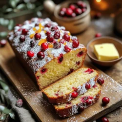 This recipe for Cranberry Orange Bread combines sweet and tangy flavors. You will love how easy it is to make. The bread is moist and perfect for breakfast or a snack. Here are the ingredients you need for this delightful bread: - 2 cups all-purpose flour - 1 cup fresh cranberries, chopped - 1/2 cup granulated sugar - 1 teaspoon baking powder - 1/2 teaspoon baking soda - 1/2 teaspoon salt - 1 tablespoon orange zest (from 1 orange) - 1/2 cup orange juice (freshly squeezed) - 1/3 cup vegetable oil - 1 large egg - 1 teaspoon vanilla extract - 1/2 cup chopped walnuts or pecans (optional) These ingredients blend well to create a burst of flavor in each slice. The fresh cranberries add a tart kick that balances the sweetness of the sugar. Feel free to customize your bread! Here are some fun ideas: - Add 1/2 cup of chocolate chips for a sweeter twist. - Stir in some dried fruits like raisins or apricots for extra texture. - Swap walnuts for pecans or skip nuts if you prefer a nut-free option. These add-ins will make your Cranberry Orange Bread unique and tailored to your taste! Start by gathering all your ingredients. You will need: - 2 cups all-purpose flour - 1 cup fresh cranberries, chopped - 1/2 cup granulated sugar - 1 teaspoon baking powder - 1/2 teaspoon baking soda - 1/2 teaspoon salt - 1 tablespoon orange zest (from 1 orange) - 1/2 cup orange juice (freshly squeezed) - 1/3 cup vegetable oil - 1 large egg - 1 teaspoon vanilla extract - 1/2 cup chopped walnuts or pecans (optional) Make sure to measure everything before you start. This helps your bread turn out perfect. In a large bowl, mix the dry ingredients first. Combine the flour, chopped cranberries, sugar, baking powder, baking soda, salt, and orange zest. Stir these well so they blend. In another bowl, whisk the wet ingredients together. This includes the orange juice, vegetable oil, egg, and vanilla extract. Blend these until they are smooth and well mixed. Now, pour the wet mix into the dry mix. Gently fold them together. Do not overmix! A few lumps are fine. If you want to add nuts, fold them in now. Next, pour your batter into a greased 9x5-inch loaf pan. Smooth the top with a spatula to make it even. Bake in your preheated oven at 350°F (175°C) for 50-60 minutes. Check if it's done by inserting a toothpick in the center. If it comes out clean, your bread is ready. Let the bread cool in the pan for about 10 minutes. After that, transfer it to a wire rack to cool completely. Enjoy the delightful aroma while it cools! To get the perfect texture, measure flour correctly. Use a spoon to fill your measuring cup, then level it off. This helps avoid dense bread. Mix gently when combining wet and dry ingredients. Overmixing can lead to tough bread. A few lumps are fine; they won't affect the taste. One common mistake is using cold ingredients. Make sure your eggs and juice are at room temperature. This helps the batter mix better and rise well. Another mistake is baking with an ungreased pan. Always grease your loaf pan for easy removal. Lastly, do not skip the toothpick test. It ensures your bread is fully baked. For the best flavor, use fresh cranberries. They add a tart punch that balances the sweetness. Fresh orange juice enhances the citrus taste. Don't forget the orange zest; it adds a bright aroma. If you like nuts, add walnuts or pecans. They add crunch and depth to each bite. Check out the Full Recipe for more tips! {{image_2}} You can change the flavor of your cranberry orange bread with nuts or fruits. Try adding 1/2 cup of chopped walnuts or pecans. They add a nice crunch and taste. If you want a fruity twist, use blueberries or diced apples. Each choice makes the bread unique. If you need a gluten-free option, use gluten-free flour. Most blends work well in this recipe. Check the package for the right amount to use. You can also add a teaspoon of xanthan gum for better texture. This way, everyone can enjoy this tasty bread. Want to boost the flavor? Try adding spices like cinnamon or nutmeg. Just a pinch can make a big difference. You can also add a bit of ginger for a spicy kick. These changes bring warmth and depth to your bread. For extra zest, mix in more orange zest or a splash of almond extract. To keep your cranberry orange bread fresh, wrap it tightly in plastic wrap. You can also place it in an airtight container. This method helps retain moisture and keeps the bread soft. Store it at room temperature for up to three days. If you want to save it longer, consider freezing it. To freeze the bread, slice it first. Wrap each slice in plastic wrap and then in aluminum foil. This prevents freezer burn and keeps it tasty. You can freeze it for up to three months. When you're ready to eat, just thaw it at room temperature or pop it in the toaster. If your bread becomes stale, don't worry! You can revive it easily. Preheat your oven to 350°F (175°C). Wrap the bread in foil and heat it for about 10 minutes. This warms it up and restores some moisture. Enjoy your bread as if it were freshly baked! Yes, you can use dried cranberries in this recipe. They add a sweet flavor. However, fresh cranberries give a nice tartness. If you use dried ones, soak them in warm water first. This helps them plump up and stay moist in the bread. To make this bread vegan, replace the egg with a flax egg. Mix one tablespoon of ground flaxseed with three tablespoons of water. Let it sit for a few minutes until it thickens. Replace the vegetable oil with melted coconut oil or applesauce. The bread will still taste great! I love serving this bread warm. Slice it and add a sprinkle of powdered sugar on top. You can also serve it with butter or cream cheese. This adds a creamy texture that goes well with the sweet and tart flavors. Enjoy it with tea or coffee for a delightful snack. Cranberry Orange Bread is simple and fun to make. We covered ingredients, steps, tips, and variations. Using fresh or dried cranberries can change the taste but both are great. Store leftovers properly to enjoy later. Remember, you can always try new flavors or textures. Baking should be a joy, not a chore. I hope this guide helps you bake the best Cranberry Orange Bread and inspires you to create more. Enjoy every slice!