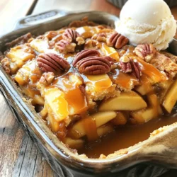 To make caramel apple dump cake, you need just a few simple ingredients: - 2 cans (21 oz each) apple pie filling - 1 teaspoon ground cinnamon - 1 cup caramel sauce (store-bought or homemade) - 1 box yellow cake mix (15.25 oz) - 1/2 cup unsalted butter, melted - 1/2 cup chopped pecans (optional) - Whipped cream or vanilla ice cream for serving (optional) These ingredients blend to create a warm and gooey dessert that everyone loves. You can switch things up with some fun add-ins or replacements: - Use fresh apples instead of apple pie filling for a homemade touch. - Swap the yellow cake mix for a spice cake mix for added flavor. - Try using nuts like walnuts or almonds instead of pecans for a different crunch. - For a richer taste, drizzle some chocolate sauce along with the caramel. These options let you customize the cake to fit your taste or what you have at home. Using good-quality ingredients makes a big difference in flavor: - Choose apple pie filling with real fruit and no added preservatives. - Opt for a rich caramel sauce that has a smooth texture. - Use unsalted butter for better control of the cake’s saltiness. - Buy a cake mix that you know and love. Quality ingredients lead to a better dessert experience, making each bite more enjoyable. Check out the Full Recipe to get started! First, gather your ingredients. You will need: - 2 cans (21 oz each) apple pie filling - 1 teaspoon ground cinnamon - 1 cup caramel sauce - 1 box yellow cake mix (15.25 oz) - 1/2 cup unsalted butter, melted - 1/2 cup chopped pecans (optional) - Whipped cream or vanilla ice cream (optional) Start by preheating your oven to 350°F (175°C). Take a 9x13 inch baking dish and grease it with non-stick spray. In a bowl, mix the apple pie filling with the ground cinnamon. Stir it well. Spread this apple mixture evenly in your prepared dish. Next, drizzle the caramel sauce over the apples. Save about 1/4 cup for later. Now, sprinkle the dry yellow cake mix on top. Do not mix it in; just let it sit there. Pour the melted butter evenly over the cake mix. If you want, add the chopped pecans on top for some crunch. Place the dish in the preheated oven. Bake it for 45 to 55 minutes. Keep an eye on it. You want the top to be golden brown and bubbly. When done, take it out and let it cool for a few minutes. Serve the cake warm. Drizzle the reserved caramel sauce on each serving. Top it off with whipped cream or a scoop of vanilla ice cream if you like. This cake is easy to make and so tasty! You can find the full recipe for Caramel Apple Dump Cake in the section above. Enjoy every bite! To make your caramel apple dump cake shine, follow these tips: - Use quality ingredients. Fresh apple pie filling and good caramel sauce make a big difference. - Layer evenly. Spread the apple filling and cake mix so they cook evenly. - Check your oven. Different ovens bake at different rates. Keep an eye on your cake. Avoid these common pitfalls for a great dump cake: - Skipping the cinnamon. It adds warmth and depth to your dish. - Mixing the layers. Keep the cake mix on top for that signature texture. - Not cooling. Let the cake cool a bit before serving. It helps the flavors meld. For a moist and fluffy cake, follow these steps: - Use melted butter. This helps keep the cake soft and adds flavor. - Add pecans. They add crunch and moisture, making each bite better. - Serve warm. It enhances the caramel and apple flavors. A scoop of ice cream can also boost the texture. For the full recipe, check the detailed instructions above. {{image_2}} You can mix up the flavors in your caramel apple dump cake. Try using cherry pie filling or pumpkin pie filling instead of apple. For a twist, add crushed pineapple for a tropical vibe. You can also swap the caramel for chocolate sauce to create a rich dessert. Each variation gives a unique taste experience that keeps things fun. If you need a gluten-free option, use a gluten-free yellow cake mix. Many brands offer this now, making it easy to find. For a vegan twist, use a dairy-free butter and a vegan cake mix. You can replace the caramel with a vegan caramel sauce too. These swaps help everyone enjoy this yummy dessert without missing out. Seasonal ingredients can make your dump cake special. In fall, add chopped nuts, like walnuts or pecans, for a crunch. In summer, fresh berries like blueberries or raspberries can add a bright flavor. During the holidays, use spiced apple cider instead of regular apple pie filling for a festive touch. Seasonal changes keep your dessert fresh and exciting, no matter the time of year. For the full recipe, check out the Caramel Apple Delight Dump Cake. Store leftover caramel apple dump cake in an airtight container. Keep it in the fridge. It will stay fresh for up to three days. If you want to keep it longer, freezing is a better option. Just ensure it is fully cooled before storing. To reheat, you can use the microwave or the oven. For the microwave, warm it for about 30 to 45 seconds. If you prefer the oven, heat it at 350°F (175°C) for about 10 to 15 minutes. This keeps the cake warm and gooey. To freeze, cut the dump cake into pieces. Wrap each piece tightly in plastic wrap. Then place them in a freezer-safe bag. This way, you can take out just what you want. It will last for up to three months. When you're ready to eat, thaw it overnight in the fridge before reheating. Enjoy your delicious treat anytime! To make Caramel Apple Dump Cake from scratch, start by mixing the apple pie filling with ground cinnamon in a bowl. Spread this mixture in a greased baking dish. Next, drizzle caramel sauce over the apples. Sprinkle dry yellow cake mix on top without mixing it in. Pour melted butter over the cake mix. Bake at 350°F for 45-55 minutes until golden. This method captures the flavor of homemade apple pie while being super easy. Yes, you can use fresh apples! Peel, core, and slice about 6 cups of apples. Mix them with sugar and cinnamon to taste. You may need to add some cornstarch for thickening. Spread this mixture in the baking dish just like the pie filling. This gives your dump cake a fresh taste and texture. If you want to skip whipped cream or ice cream, try using yogurt. Greek yogurt adds creaminess and a bit of tang. You could also use caramel drizzle, nuts, or even a scoop of custard. These options add great flavors and textures to your dessert. You learned how to make a delicious dump cake with simple steps. We explored key ingredients, prep processes, and tips for a perfect bake. Remember to customize with flavor variations and avoid common mistakes. Storing leftovers properly keeps your cake fresh. With these insights, you can impress everyone with your baking skills. Enjoy your tasty creation and all the joy it brings!