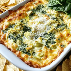 To make a tasty spinach artichoke dip, you need some key ingredients: - 1 cup fresh spinach, chopped - 1 cup canned artichoke hearts, drained and chopped - 1 cup cream cheese, softened - 1/2 cup sour cream - 1/2 cup mayonnaise - 1 cup shredded mozzarella cheese - 1/2 cup grated Parmesan cheese - 2 cloves garlic, minced - Salt and pepper to taste These ingredients mix well to create a creamy and rich base. You can add a few extras to boost the flavor: - 1/4 teaspoon crushed red pepper flakes (for a bit of heat) - Lemon zest (for a fresh zing) - Chopped green onions (for a little crunch) Feel free to adjust these options to fit your taste. When it's time to serve, I recommend these tasty options: - Tortilla chips for dipping - Sliced baguette for a crunchy bite - Fresh veggie sticks for a healthy twist Serve the dip warm and enjoy the fun of sharing it with friends or family. For the complete recipe, check out the Full Recipe section. To start, gather all your ingredients. You need fresh spinach and canned artichoke hearts. Chop the spinach and artichokes into small pieces. This helps mix them well. Next, soften the cream cheese. You can leave it out for a bit, or microwave it for a few seconds. Get your garlic ready by mincing it. This adds great flavor to the dip. In a mixing bowl, add the softened cream cheese, sour cream, and mayonnaise. Stir these together until you see a smooth mix. Then, toss in the minced garlic, chopped spinach, and chopped artichokes. Next, add the mozzarella cheese and Parmesan cheese. If you like a bit of heat, sprinkle in the crushed red pepper flakes. Don’t forget to season with salt and pepper. Mix everything well until it is combined and creamy. Preheat your oven to 350°F (175°C). While the oven heats up, take a greased baking dish and transfer your dip mixture into it. Spread it evenly across the dish. Bake for 25-30 minutes. You want the top to look golden and bubbly. When it’s ready, take it out and let it cool for a few minutes. Your savory spinach artichoke dip is now ready to serve with tortilla chips or slices of baguette. Enjoy this delicious treat! For the full recipe, check above. To get the best creaminess in your dip, use softened cream cheese. This helps mix well with sour cream and mayonnaise. Make sure to blend all the ingredients until they are smooth. A hand mixer can help here. If you want more creaminess, add more sour cream or cream cheese. Remember, the more creamy the dip, the better it tastes! One big mistake is not draining the artichoke hearts well. Excess water can make the dip runny. Another mistake is overcooking it. Keep an eye on the dip while it bakes. If you bake too long, it can dry out. Also, don’t skip the garlic. It adds great flavor! Finally, remember to taste and adjust the salt and pepper. For this recipe, use a mixing bowl and a spatula for mixing. An oven-safe dish is key for baking. A hand mixer can make mixing easier. If you like to serve it hot, a small slow cooker works well too. Having a good knife for chopping spinach and artichokes is helpful. These tools make cooking fun and easy. {{image_2}} You can make a lighter version of spinach artichoke dip. Swap the cream cheese for Greek yogurt. This change keeps the dip creamy while cutting calories. You can also use low-fat sour cream and mayonnaise. These swaps keep the flavor without the extra fat. Another option is to add more fresh veggies. Try bell peppers or zucchini for added nutrients. If you want a vegan dip, use plant-based cream cheese. You can find this at most grocery stores. Replace the sour cream and mayonnaise with cashew cream or silken tofu. Blend them until smooth for a creamy texture. Use nutritional yeast instead of cheese to give it a cheesy flavor. This way, everyone can enjoy this tasty dip. Want to make your dip even tastier? Add some chopped sun-dried tomatoes. They bring a sweet and tangy flavor. You can also mix in cooked bacon pieces for a savory kick. Adding a splash of lemon juice brightens the taste. For spice lovers, try jalapeños or more crushed red pepper. These little changes can make a big difference in flavor. After enjoying your dip, let it cool down. Place any leftovers in an airtight container. Store it in the fridge for up to three days. Make sure to cover the top well to keep it fresh. This way, you can enjoy it later without losing flavor. To reheat the dip, scoop it into an oven-safe dish. Preheat your oven to 350°F (175°C) again. Heat it for about 15-20 minutes or until it's warm and bubbly. You can also use a microwave. Heat it in short bursts, stirring in between. This keeps the dip creamy and delicious. You can freeze the dip if you want it for later. First, cool the dip completely. Then, put it in a freezer-safe container. Seal it tightly and label it with the date. It can stay in the freezer for up to three months. When ready to eat, thaw it in the fridge overnight and reheat as mentioned above. Enjoy your creamy dip anytime! Spinach artichoke dip is creamy and rich. You need simple ingredients to make it. The main items are fresh spinach and canned artichoke hearts. You also use cream cheese, sour cream, and mayonnaise. Add mozzarella and Parmesan cheese for flavor. Garlic gives it a nice kick. You can use spices like red pepper flakes for heat. Yes, you can prepare this dip ahead of time. Make the dip mixture and store it in the fridge. Cover it well to keep it fresh. You can bake it right before serving. This makes it easy for parties or gatherings. It saves you time and effort on the day of the event. This dip pairs well with many tasty items. Tortilla chips are a popular choice. You can also use sliced baguette for dipping. Fresh veggies like carrots or celery work great too. Feel free to get creative with your serving options. If stored properly, this dip can last about 3-4 days in the fridge. Keep it in an airtight container. Make sure it cools down before sealing it. If you notice any smell or change in color, it’s best to throw it out. For the full recipe, check out Creamy Spinach Artichoke Delight. You'll find all the steps and tips needed to make this tasty dish. Spinach artichoke dip is easy and fun to make. We covered the best ingredients, from the main to optional ones for extra flavor. I shared step-by-step instructions to help you mix and bake it perfectly. Remember my tips to avoid common mistakes and achieve creamy goodness. You can also explore variations like healthier or vegan options. Lastly, I shared storage tips to keep leftovers fresh. Enjoy this dip at your next gathering or snack. Your friends and family will love it!
