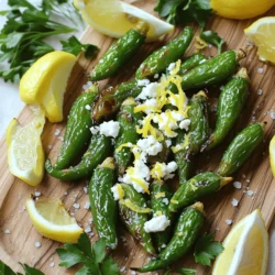 To make blistered shishito peppers, you need a few simple items: - 1 pound shishito peppers - 2 tablespoons olive oil - 1 teaspoon sea salt - 1 teaspoon black pepper - Zest of 1 lemon - 1 tablespoon fresh lemon juice - ¼ cup crumbled feta cheese - Fresh parsley, chopped (for garnish) These ingredients create a fantastic flavor that shines through in every bite. You can play with seasonings to match your taste. Here are a few ideas: - Swap sea salt for smoked salt for a deeper flavor. - Use garlic powder or onion powder for a savory kick. - Try adding crushed red pepper for heat. - Experiment with a dash of soy sauce for umami. These options let you customize your dish. Don’t be afraid to mix and match! Garnishes make your dish pop. Here are some great choices: - Fresh lemon wedges for a zesty touch. - Extra crumbled feta for creaminess. - Finely chopped chives or scallions for color. - Toasted sesame seeds for crunch. These garnishes add flair and flavor. They make your dish not just tasty but also beautiful! To start, gather your ingredients. You need: - 1 pound shishito peppers - 2 tablespoons olive oil - 1 teaspoon sea salt - 1 teaspoon black pepper - Zest of 1 lemon - 1 tablespoon fresh lemon juice - ¼ cup crumbled feta cheese - Fresh parsley, chopped (for garnish) Rinse the shishito peppers under cold water. After that, pat them dry with a paper towel. This step is key for getting a good blister. Now, let’s heat up your pan. Use a large cast-iron skillet or a non-stick pan. Turn the heat to medium-high. Wait until the pan is hot. Add the olive oil to the hot pan. Swirl it around to coat the bottom. Carefully place the shishito peppers in a single layer. Cook them for about 4-5 minutes without stirring. This allows them to blister and char nicely on one side. After that, use tongs to turn the peppers over. Cook them for another 3-4 minutes. You want them to be evenly blistered and tender. Once they look perfect, remove the pan from the heat. Sprinkle the peppers with sea salt and black pepper. Drizzle them with fresh lemon juice. Add the lemon zest for extra zing. Toss gently to coat everything well. Transfer the blistered shishito peppers to a serving platter. Scatter crumbled feta cheese over the top. For a nice finish, garnish with chopped fresh parsley. This adds color and flavor. If you want more details, check the Full Recipe. Serve the peppers on a rustic wooden board or a bright plate. You can arrange lemon wedges around the platter. This lets guests add more lemon juice if they like. Enjoy! Choose shishito peppers that are vibrant and firm. Look for deep green colors. Avoid peppers with wrinkles or dark spots. Fresh peppers will feel heavy for their size. If you can, pick them from the farmer's market. They taste great when they are in season. Heat your pan well before adding the peppers. A hot pan helps to create those tasty blisters. Use high heat and cook the peppers in a single layer. Don’t overcrowd the pan; this allows them to char nicely. Let them sit for a few minutes before turning. This method helps achieve that perfect blistered look. To boost flavor, add lemon zest and feta cheese. The zest brightens the dish. Feta adds a creamy and salty touch. You can also try garlic, chili flakes, or fresh herbs. These ingredients can make your dish unique. For a different twist, drizzle some balsamic glaze on top. {{image_2}} You can mix up flavors with shishito peppers. Try adding garlic powder for a savory kick. A sprinkle of smoked paprika gives a nice depth. If you enjoy heat, toss in a pinch of cayenne pepper. For a sweet touch, drizzle honey or maple syrup before serving. Each option brings a new twist. Shishito peppers are great as a snack or side dish. Serve them with a yogurt dip for a creamy twist. You can also pile them on a warm tortilla for a tasty wrap. If you love bold flavors, try pairing them with spicy salsa. They also add a fun touch to salads for extra crunch. Shishito peppers fit many diets. They are naturally vegan and gluten-free. For a dairy-free option, skip the feta and use avocado instead. This adds creaminess without dairy. If you want a nutty flavor, sprinkle with nutritional yeast. This way, you keep it tasty while catering to different dietary needs. After you cook your blistered shishito peppers, they taste best fresh. If you have leftovers, store them in an airtight container. Keep the container in the fridge for up to three days. This will help keep their flavor and texture. Avoid leaving them at room temperature, as they can spoil quickly. If you want to save your peppers for later, freezing is a great option. First, let the cooked peppers cool completely. Then, place them in a single layer on a baking sheet. Freeze them for about two hours until firm. After that, transfer the peppers to a freezer bag. Remove as much air as possible and seal the bag. You can freeze them for up to three months. This keeps their taste and texture intact. To reheat your peppers, use a skillet over medium heat. Add a splash of olive oil to help them crisp up. Heat them for about 3-5 minutes, stirring often. This method brings back their delightful blistered texture. You can also microwave them, but they may lose some crispiness. For the best taste, always reheat on the stove. Enjoy your delicious peppers any time! Shishito peppers are small, green, and mild peppers from Japan. They are known for their sweet taste and unique flavor. These peppers are often served blistered, making them crispy on the outside. You can find them at farmers' markets or in grocery stores. Their thin skin and tender flesh make them perfect for quick cooking. Many people enjoy them with a sprinkle of salt or a squeeze of lemon. They are fun to eat and a great appetizer. Yes, you can use other peppers if shishitos are not available. For a similar taste, try padron or even small jalapeños. However, each pepper has its own flavor. Padron peppers are close in taste but may be a bit spicier. Green bell peppers can also work, but they lack the sweetness. When choosing another type, think about the flavor and heat level you want in your dish. Each pepper adds a unique twist to your cooking. On average, shishito peppers are mild. Most of them have little to no heat. However, about one in ten can be spicy. This makes eating them fun and unpredictable. Their low spiciness allows you to enjoy them without worry. If you want to test the heat, try one before cooking. You can then decide how to season them. They are perfect for those who love flavor without too much spice. Blistered shishito peppers are a tasty and healthy choice. We explored the key ingredients you need, plus seasoning and garnishing ideas. I shared step-by-step cooking methods to help you achieve the perfect blister. Tips on selecting and cooking fresh shishito peppers ensure great flavor. You can even try fun variations and learn how to store leftovers. This dish is fun and easy to make, with endless options. Enjoy making it your own and impressing your friends and family!