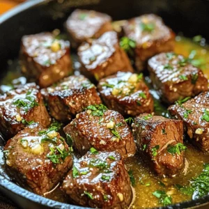 - 1 lb sirloin steak, cut into bite-sized cubes - 4 tablespoons unsalted butter - 4 cloves garlic, minced - 1 teaspoon fresh rosemary, chopped - 1 teaspoon fresh thyme, chopped - Salt and pepper to taste - 1 tablespoon olive oil - Fresh parsley, chopped (for garnish) The key to great garlic butter steak bites starts with fresh, quality ingredients. The sirloin steak is tender and flavorful, perfect for this dish. I love using unsalted butter for better control of the salt. Garlic adds a rich aroma and taste that enhances the steak. Fresh herbs like rosemary and thyme bring a lovely depth of flavor. When you season your steak, don’t hold back on the salt and pepper. They help to bring out the natural taste of the meat. The olive oil is also essential for cooking. It helps to sear the steak, adding a nice crust. Finally, parsley makes a beautiful garnish. It adds color and a hint of freshness. For the full recipe, I recommend checking the detailed instructions. They guide you through the steps to achieve the perfect garlic butter steak bites every time. Enjoy the process, and let the flavors shine! Start with the steak cubes. First, pat them dry using paper towels. This helps the steak brown nicely. Next, season the cubes with salt and pepper. Make sure to coat all sides evenly for the best flavor. Now it's time to cook. Heat 1 tablespoon of olive oil in a large skillet. Wait until it shimmers over medium-high heat. Then, add the steak cubes in a single layer. You may need to cook in batches. Sear them for 2-3 minutes on one side. Flip and cook for another 2-3 minutes for medium-rare. Adjust the time if you want it more well-done. Once cooked, remove them from the skillet and set aside. In the same skillet, lower the heat to medium. Add 4 tablespoons of unsalted butter and 4 cloves of minced garlic. Stir for about 1 minute. You want the garlic to smell good but not burn. Then add the cooked steak bites back to the skillet. Toss them well in the garlic butter sauce. Cook for one more minute to let the flavors mix. Finally, remove from heat and garnish with chopped parsley. For the full recipe, check the section above! To get steak bites just right, timing matters. For medium-rare, cook them for 2-3 minutes on each side. For medium, aim for 3-4 minutes. You can use a meat thermometer for best results. The ideal temperature is 130°F for medium-rare and 140°F for medium. This tool ensures you hit the sweet spot every time. To boost the flavor, think beyond salt and pepper. Try adding a dash of smoked paprika or cumin for warmth. If you love herbs, consider using fresh oregano or thyme. Each herb brings out the steak's rich taste. Pairing rosemary with garlic is a classic that never fails. When serving, a warm cast-iron skillet adds charm. You can also use a wooden cutting board for a rustic look. Garnish your dish with fresh parsley. It not only looks great but adds a fresh taste. For easy snacking, place toothpicks next to the bites. This makes them fun and easy to enjoy. For the full recipe, check out the details provided above. {{image_2}} You can switch up the protein in garlic butter steak bites. Try using chicken or shrimp. Both options cook quickly and soak up the garlic flavor well. For chicken, cut it into bite-sized pieces just like the steak. Cook it until golden and juicy. For shrimp, use large shrimp and sauté them for 2-3 minutes per side. If you want a vegetarian option, mushrooms are a great choice. Use hearty varieties like portobello or cremini. Slice them thick and cook until they are tender. They will absorb the garlic butter beautifully. To spice things up, add chili flakes to your garlic butter sauce. This gives the dish a nice kick. Start with a pinch and adjust to your taste. You can also explore different herbs. Instead of rosemary or thyme, try using oregano or basil. Fresh herbs add a nice twist to the flavor. Each herb brings its unique taste, making the dish fun and fresh. Garlic butter steak bites pair well with many side dishes. Consider serving them with a crisp salad or roasted vegetables. The freshness of the salad balances the richness of the steak. For a fun twist, serve them with a dipping sauce. A creamy garlic aioli or a zesty chimichurri sauce works great. These sauces add more flavor and make the meal even more special. For the full recipe, refer to the description above. After enjoying your garlic butter steak bites, let them cool down. This step stops steam from building up in the container. Use an airtight container for the best storage. You can also wrap them in plastic wrap or foil. Store them in the fridge for up to three days. To reheat steak bites, I suggest using a skillet. Heat it over low to medium heat. Add a splash of olive oil or a bit of butter to keep them moist. Stir often to avoid burning. You can also use the microwave, but cover the dish with a paper towel. This method helps keep moisture in. Yes, you can freeze garlic butter steak bites! Place them in a single layer on a baking sheet. Freeze them for about an hour, then transfer to a freezer bag. This way, they won’t stick together. When ready to eat, thaw in the fridge overnight. Then reheat as mentioned above. To check if your steak bites are done, use cooking times as a guide. - Rare: 2 minutes per side, 120°F - Medium-rare: 2-3 minutes per side, 130°F - Medium: 3-4 minutes per side, 140°F - Medium-well: 4-5 minutes per side, 150°F - Well-done: 5-6 minutes per side, 160°F These times depend on the heat of your skillet and steak size. Use a meat thermometer for best results. Yes, you can make a tasty sauce without butter. Here are some ideas: - Use olive oil or avocado oil for a lighter option. - Add cream for a rich, creamy sauce. - Try using ghee for a dairy-free alternative. You can mix in herbs, lemon juice, or spices for flavor. You can serve garlic butter steak bites with many sides. Here are some ideas: - Appetizers: Garlic bread or bruschetta. - Sides: Roasted vegetables, mashed potatoes, or a fresh salad. - Dips: Try chimichurri or a spicy aioli. These pair well with the rich flavor of steak bites. For the complete dish, check the [Full Recipe]. You learned how to make delicious garlic butter steak bites. With simple steps, fresh ingredients, and tasty options, you can impress anyone. Remember, adjust cooking times for your steak’s perfect doneness. Use the tips to enhance flavor and presentation. Don't hesitate to try alternatives or pairings for your next meal. Enjoy every bite!