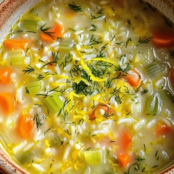 When making Greek Lemon Rice Soup, you need fresh and simple ingredients. Here’s what you’ll need: - 1 cup long-grain rice - 6 cups chicken broth (or vegetable broth) - 2 tablespoons olive oil - 1 medium onion, finely chopped - 2 carrots, diced - 2 celery stalks, diced - 4 cloves garlic, minced - 3 large eggs - 1/4 cup fresh lemon juice (about 2 lemons) - Zest of 1 lemon - Salt and pepper to taste - Fresh dill or parsley, chopped (for garnish) Using quality ingredients makes a big difference in taste. I like to use long-grain rice for its texture. Chicken broth adds depth, but vegetable broth works too. The fresh lemon juice and zest give the soup its bright flavor. Don't skip the herbs like dill or parsley; they add freshness to each bowl. This recipe is versatile. You can adjust ingredients based on what you have at home. Try using other vegetables or even cooked chicken for added protein. Each change can lead to a new favorite version of this soup. For the full details on how to make this delicious dish, check the Full Recipe. To make Greek Lemon Rice Soup, follow these simple steps. Each step builds a warm and tasty soup. 1. Heat the Olive Oil: In a large pot, pour in the olive oil. Set the heat to medium. Add the chopped onion, diced carrots, and diced celery. Sauté these until they soften, about 5 to 7 minutes. This gives the soup a rich base. 2. Add Broth and Rice: Next, pour in the chicken broth or vegetable broth. Bring it to a gentle boil. Once boiling, add the long-grain rice. Lower the heat and let it simmer for 15 to 20 minutes, until the rice is tender. 3. Make the Egg-Lemon Mixture: While the rice cooks, grab a separate bowl. Whisk together the eggs, fresh lemon juice, and lemon zest until well mixed. This is your egg-lemon mixture, known as avgolemono. 4. Temper the Mixture: Slowly ladle about 1 cup of the hot soup broth into the egg-lemon mixture. Whisk constantly as you do this. This step is important. It warms the eggs without cooking them, which prevents curdling. 5. Combine and Heat Gently: Once tempered, slowly pour the egg-lemon mixture back into the pot with the soup. Stir constantly to mix it well. Cook on low heat for about 5 minutes. Do not let it boil. 6. Season to Taste: Finally, season your soup with salt and pepper. Taste it. If you want a brighter flavor, adjust the lemon juice as needed. Now, you have a comforting bowl of Greek Lemon Rice Soup ready to enjoy. For the full recipe, refer to the recipe section. Cooking Greek Lemon Rice Soup can be fun and rewarding. Here are some tips to help you make it the best it can be. - Use long-grain rice for the best texture. Long-grain rice cooks evenly and stays fluffy. This makes your soup feel light and not too heavy. - Adjust the amount of lemon juice to taste for desired acidity. Start with the recommended amount and then taste. You can always add more lemon juice if you want it tangier. Fresh lemon juice adds brightness and lifts the flavors. - Always temper the egg mixture to prevent curdling. This step is key! If you add the egg mixture too fast, it will cook too quickly and become clumpy. To temper, slowly mix hot broth into the egg mixture while whisking. This helps the eggs blend smoothly into the soup. Using these tips will enhance your cooking experience and lead to a delicious bowl of soup. For a complete guide, check out the Full Recipe. Enjoy making this savory delight! {{image_2}} You can make Greek Lemon Rice Soup even more delightful with a few simple add-ins. Here are some great options: - Adding cooked chicken for added protein. If you want a heartier soup, diced cooked chicken works well. It adds flavor and makes the soup more filling. - Incorporating other vegetables like spinach or peas. Fresh spinach or sweet peas can brighten the soup. They add color and nutrients. Just toss them in during the last few minutes of cooking. - Making it vegetarian by using only vegetable broth and omitting the chicken. This option keeps the soup light yet tasty. You can still enjoy the bright flavors of lemon and herbs without meat. Experimenting with these variations can help you find your favorite version of this warm, comforting soup. For the complete recipe, check the Full Recipe section. To keep your Greek Lemon Rice Soup fresh, start with refrigerating leftovers. You can store it in an airtight container for up to 3 days. This method helps preserve the soup's taste and texture. For longer storage, freezing is a great option. Pour the cooled soup into freezer-safe containers. Leave some space at the top, as the soup will expand when it freezes. You can freeze it for up to 3 months. When it’s time to enjoy your frozen soup, thaw it overnight in the fridge. Reheat it gently on the stove over low heat. Stir often to keep the texture smooth and prevent sticking. If the soup seems too thick, you can add a little broth or water to get it back to the right consistency. Enjoy your savory delight anytime! Greek Lemon Rice Soup, known as avgolemono, has roots in ancient Greece. It blends flavors from Mediterranean cooking. The soup highlights lemon and rice, staples in Greek cuisine. You can find it served at family meals and special occasions. Its comforting taste makes it a favorite among many. Yes, you can prepare Greek Lemon Rice Soup ahead of time. Make the soup, then store it in the fridge. It stays fresh for up to three days. When you are ready to eat, reheat it gently on the stove. Avoid boiling to keep the texture smooth. If you want to skip the eggs, use a cornstarch mix to thicken the soup. Mix one tablespoon of cornstarch with cold water. Add it to the soup while cooking to create a creamy texture. You can also use silken tofu blended for a vegan option. To adjust the soup's thickness, add more broth if it’s too thick. You can also add extra rice for a heartier texture. If it’s too thin, let it simmer longer to reduce. Always taste and tweak to your liking for the perfect consistency. This blog post laid out the main steps for making Greek Lemon Rice Soup. You learned about key ingredients, cooking steps, and helpful tips. Variations and storage methods enhance your options. This comforting soup is easy to prepare and adjust to your taste. It's a perfect dish for sharing or enjoying alone. I encourage you to try this recipe, explore your options, and enjoy every warm spoonful. Your kitchen will become a hub of flavor and comfort.