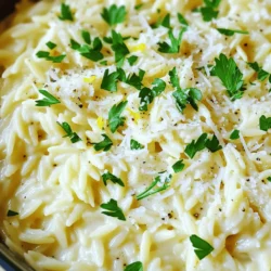 - Orzo pasta: This small pasta looks like rice. It cooks quickly and absorbs flavors well. You get a creamy texture that pairs perfectly with the sauce. - Vegetable broth: This broth is key for adding depth to the dish. It enhances the flavor without overpowering. Use a good-quality broth for the best taste. - Garlic, cream, and Parmesan cheese: Garlic gives a rich aroma and a savory kick. Cream makes the sauce smooth and rich, while Parmesan adds a salty, nutty flavor. Together, they create a delightful sauce. - Herbs and flavors: You can add fresh basil, thyme, or rosemary for a flavor boost. They add freshness and brightness to the dish. - Substitutions: If you need a dairy-free option, use coconut cream and a dairy-free cheese. You can also swap orzo for gluten-free pasta if needed. - Cookware: A medium saucepan works best for boiling the broth and cooking orzo. A large skillet is great for making the sauce. - Utensils: You’ll need a wooden spoon for stirring and a measuring cup to measure ingredients. A colander helps to drain the pasta easily. This blog post covered how to create a delicious orzo dish. We explored key ingredients like vegetable broth, garlic, and Parmesan. You learned cooking techniques and tips for perfect texture and flavor. We also discussed variations for different diets and seasonal veggies. In conclusion, with the right ingredients and a bit of practice, you can master this recipe. Enjoy experimenting and making it your own!