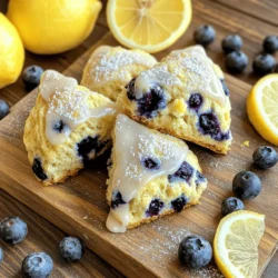 To make scrumptious lemon blueberry scones, gather these key ingredients: - 2 cups all-purpose flour - 1/2 cup granulated sugar - 1 tablespoon baking powder - 1/2 teaspoon salt - 1/2 cup unsalted butter, cold and cubed - 1/2 cup buttermilk - 1 large egg - Zest of 1 lemon - 1 cup fresh blueberries (or frozen, thawed) - 1 tablespoon lemon juice - 1/4 cup powdered sugar (for glaze) - 1-2 teaspoons lemon juice (for glaze) Each ingredient plays a vital role in creating the perfect balance of flavors and textures. What if you don't have all the ingredients? Here are some smart swaps: - For all-purpose flour, you can use whole wheat flour. The scones will have a nutty flavor. - If you need a dairy-free option for buttermilk, mix almond milk with vinegar. Let it sit for five minutes to thicken. - If fresh blueberries are not available, use frozen blueberries. Just ensure they are thawed and drained. This prevents excess moisture in the dough. These swaps let you enjoy the scones while accommodating your kitchen needs. Don't forget to check out the Full Recipe for detailed instructions! Preheating the oven Start by preheating your oven to 400°F (200°C). This helps the scones rise and bake evenly. Preparing the baking sheet Line a baking sheet with parchment paper. This prevents sticking and makes cleanup easy. How to mix dry ingredients In a large bowl, whisk together 2 cups of all-purpose flour, 1/2 cup of granulated sugar, 1 tablespoon of baking powder, and 1/2 teaspoon of salt. This creates a solid base for your scones. Incorporating butter into the mix Add 1/2 cup of cold, cubed unsalted butter. Use a pastry cutter or your fingers to blend until it looks like coarse crumbs. This step adds flakiness to your scones. Technique for mixing without overmixing In a separate bowl, whisk together 1/2 cup of buttermilk, 1 large egg, the zest of 1 lemon, and 1 tablespoon of lemon juice. Pour this mix into the dry ingredients. Stir gently until just combined. Avoid overmixing. Gently folding in blueberries Carefully fold in 1 cup of fresh blueberries. Use a spatula to keep the berries intact. This ensures bursts of flavor in each bite. Techniques for cutting scones Transfer the dough to a floured surface. Pat it into a circle about 1-inch thick. Cut it into 8 wedges or use a biscuit cutter for round shapes. Space recommendations on baking sheet Place the scones on the prepared baking sheet, spacing them about 2 inches apart. This allows them to rise without touching. Making the lemon glaze While the scones bake, mix 1/4 cup of powdered sugar with 1-2 teaspoons of lemon juice until smooth. Adjust the thickness by adding more lemon juice if needed. Best serving practices and presentation tips Once the scones cool for a few minutes, drizzle the glaze on top. Serve them warm on a rustic wooden board. Add a light dusting of powdered sugar and garnish with extra blueberries and lemon slices for a beautiful touch. For the complete recipe, check out "Zesty Blueberry Delight Scones." To make light and fluffy scones, use cold ingredients. Cold butter helps keep the scones tender. It creates small pockets of steam as it melts. This steam makes the scones rise. For best results, chill your butter. You can even chill the mixing bowl. Avoid overmixing the dough. When you combine wet and dry ingredients, stir gently. Mix until the dough just comes together. Overmixing makes the scones tough. Remember, a few lumps are okay! You can easily change the sugar levels in your scones. If you prefer less sweetness, reduce the granulated sugar. Try cutting it down by a couple of tablespoons. This change will still keep your scones tasty. To enhance the lemon flavor, add more lemon zest. Zest is the outer peel, which packs a lot of flavor. You can also include a bit more lemon juice. Just be careful not to make the dough too wet. A little extra zest goes a long way! To check if your scones are done, look for a light golden color on top. You can also gently press the top. If it springs back, they are ready. If your finger leaves an indent, bake them a bit longer. Using parchment paper helps in baking. It prevents sticking and makes cleanup easy. Lay it flat on the baking sheet before placing the scones. This way, your scones will come off smoothly after baking. {{image_2}} You can easily change the taste of your lemon blueberry scones. Adding herbs like thyme gives a fresh twist. Thyme pairs well with lemon. Just add a teaspoon of fresh thyme when mixing. Try mixing in different berries too. Blackberries or raspberries add a fun surprise. You can even mix all three! Do you need a gluten-free option? Just swap regular flour for gluten-free flour. Use a blend that works well for baking. You might need to add more liquid. This keeps the dough from being too dry. Adjust the buttermilk slightly for the right texture. Want to jazz up your scones? Think about unique glazes. You can try a honey-lavender glaze. Mix honey with lemon juice and a bit of lavender extract. For toppings, add sliced almonds or extra blueberries on top. You can also sprinkle some coarse sugar before baking for a nice crunch. To keep your lemon blueberry scones fresh, store them in an airtight container. This helps lock in moisture. Place them at room temperature for up to two days. If you want to keep them longer, refrigerate them for up to a week. Just remember, refrigeration can dry them out a bit. To retain moisture, you can wrap each scone in plastic wrap before placing them in the container. Freezing is a great way to store scones for later. First, allow them to cool completely after baking. Then, wrap each scone in plastic wrap tightly. Place the wrapped scones in a freezer bag. Make sure to remove as much air as possible. You can freeze them for up to three months. When you're ready to enjoy them, simply take them out. Reheat in the oven at 350°F for about 10-15 minutes. This will help restore their fluffy texture. Check your scones for signs of spoilage. If you notice mold or an off smell, it's time to toss them. Scones should feel soft and moist. If they feel hard or dry, they may not taste great. Always trust your senses. To maintain optimal freshness, store your scones properly and eat them within the recommended time frame. To keep your scones moist, use cold butter. Cut it into small pieces. This helps create a flaky texture. Next, avoid overmixing the dough. Mix just until combined. Overmixing makes the scones tough. Adding buttermilk also adds moisture. You can even try adding a bit of yogurt for extra richness. Yes, you can make scones ahead of time! Prepare the dough and shape the scones. Place them on a baking sheet and freeze them. Once frozen, transfer the scones to a bag. When you're ready to bake, just add extra time in the oven. This keeps them fresh and tasty. Lemon blueberry scones pair well with many things. Serve them with clotted cream or butter. You can also add jam for a sweet touch. A cup of tea or coffee makes a lovely pairing too. Fresh fruit, like slices of lemon or blueberries, adds a nice touch. You can find the full recipe for these delightful scones in "Zesty Blueberry Delight Scones." Check it out for detailed steps and tips! To sum it up, this blog post covers everything you need to know about making lemon blueberry scones. We discussed key ingredients and their substitutes, step-by-step instructions, baking tips, and variations to try. You now have helpful tips to ensure fluffy, flavorful scones every time. Remember, the right ingredients and techniques make all the difference. Enjoy baking these scones and sharing them with others!