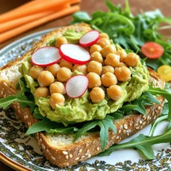 To make this tasty sandwich, gather these key ingredients: - 1 ripe avocado - 1 cup canned chickpeas, drained and rinsed - 1 tablespoon lemon juice - 1 small garlic clove, minced - 2 tablespoons tahini - Salt and pepper to taste - 1/4 teaspoon smoked paprika - 4 slices whole grain bread - Handful of arugula or spinach These ingredients work together to create a creamy and savory filling. The avocado adds richness, and the chickpeas bring protein and texture. The lemon juice brightens the flavors, while garlic and smoked paprika give it a nice warmth. If you want to add more taste, consider using these toppings: - Sliced radishes - Cherry tomatoes - Pickled red onions These toppings add crunch and color. Radishes give a peppery bite, while tomatoes add sweetness. Pickled onions bring tanginess that complements the filling. You can easily change up this recipe to suit your tastes. Here are some ideas: - Swap tahini for hummus for a different flavor. - Use different bread, like sourdough or gluten-free options. - Add fresh herbs like cilantro or basil for a fresh twist. These variations keep the sandwich exciting. Play with flavors and textures to find your favorite combination. You can find the full recipe above to help guide your cooking journey. Gather your ingredients first. You need: - 1 ripe avocado - 1 cup canned chickpeas, drained and rinsed - 1 tablespoon lemon juice - 1 small garlic clove, minced - 2 tablespoons tahini - Salt and pepper to taste - 1/4 teaspoon smoked paprika - 4 slices whole grain bread - Handful of arugula or spinach - Optional toppings: sliced radishes, cherry tomatoes, or pickled red onions Make sure everything is fresh for the best taste. Rinse the chickpeas well to remove any extra salt. In a mixing bowl, add the ripe avocado. Use a fork to mash it to your liking. Some people prefer it smooth, while others like a chunkier mix. Next, add the rinsed chickpeas to the bowl. Gently mash them with the avocado. Leave some chickpeas whole for a nice texture. After that, mix in the lemon juice, minced garlic, tahini, smoked paprika, salt, and pepper. Stir until everything is well combined. This is where the magic happens. The flavors blend together to create a delicious filling. Now, it’s time to toast the bread. Place the slices in a toaster until they are golden brown. Toasting gives a nice crunch that pairs well with the creamy filling. Spread a generous layer of the smashed avocado-chickpea mixture on each slice of toasted bread. Don't be shy; make it thick! Top each slice with a handful of fresh arugula or spinach. This adds a nice crunch and freshness to your sandwich. If you want extra flavor, add optional toppings like sliced radishes or cherry tomatoes. They make the sandwich pop! Close the sandwich with another slice of bread or serve it open-faced. Either way, it's going to be tasty. Enjoy your fresh and flavorful smashed avocado chickpea sandwich! For the full recipe, refer to the section above. To get the best texture, pick a ripe avocado. A ripe avocado yields to gentle pressure. For chickpeas, use canned ones for ease. Drain and rinse them well to remove any canning liquid. When mashing, use a fork for control. Mash the avocado first until smooth. Then, add chickpeas and mash them together. Leave some chickpeas whole for a nice bite. This smashed avocado chickpea sandwich pairs well with fresh sides. Try serving it with carrot sticks for crunch. A side salad adds color and nutrients. You can also enjoy it with fruit, like apple slices or grapes. For a heartier meal, serve with soup. Tomato soup or a light vegetable broth works great. For a fun look, use a colorful plate. Arrange the sandwiches neatly, with a sprig of parsley on top. Add a few carrot sticks on the side for color. If you want to impress, stack two open-faced sandwiches. You can drizzle a bit of olive oil on top for shine. This adds a gourmet touch and makes your meal pop. Explore the [Full Recipe] for more details! {{image_2}} You can easily make this sandwich vegan. The base recipe is already plant-based. Just make sure to check your bread. Many brands offer gluten-free options. Look for whole grain or seed-based bread that fits your diet. You can use gluten-free chickpeas and tahini without worry. While whole grain bread works great, you can try other types. Sourdough adds a nice tang. Rye bread gives a hearty flavor. For a low-carb choice, use lettuce wraps or rice cakes. These options bring different tastes and textures to your sandwich. Get creative with your toppings. Sliced radishes add crunch. Cherry tomatoes offer sweetness. Pickled red onions give a tangy kick. You can also spread hummus or pesto. These simple changes will make your sandwich even more exciting. For a spicy twist, try adding jalapeños. If you have extra smashed avocado and chickpea mix, store it in an airtight container. Press plastic wrap directly on the surface to keep it fresh. This prevents browning from air exposure. Place it in the fridge, where it lasts for up to 2 days. Be sure to check for any changes in color or smell before using it. To reheat your toasted sandwich, start by preheating your oven to 350°F (175°C). Wrap the sandwich in foil to keep it from getting too dry. Heat for about 10 minutes. If you like it crispy, remove the foil for the last few minutes. You can also use a toaster oven for a quick warm-up. Each ingredient has a different shelf life. Here’s a quick guide: - Avocado: Use within 1-2 days after ripening. - Chickpeas: Canned chickpeas last for years, but once opened, use within 3-4 days. - Tahini: This can last for several months when stored in the fridge. - Bread: Whole grain bread stays fresh for about a week. Using fresh ingredients helps your sandwich taste its best. If you want to make a larger batch, check the Full Recipe for ideas! Yes, you can make this sandwich ahead of time. Just prepare the avocado-chickpea mixture and store it in the fridge. Keep it in an airtight container to prevent browning. You can toast the bread when you are ready to eat. This way, your sandwich stays fresh and tasty. If you don't have tahini, try these options: - Sunflower seed butter - Greek yogurt - Peanut butter Each of these adds a unique taste. Sunflower seed butter is nut-free, making it great for allergies. Greek yogurt adds creaminess and protein. Peanut butter gives a different flavor but works well in this mix. To add some heat to your sandwich, try these tips: - Add sliced jalapeños - Mix in a pinch of cayenne pepper - Use spicy mustard Sliced jalapeños give a fresh kick. Cayenne pepper offers a nice, warm heat. Spicy mustard adds zing and depth. Adjust the amount to suit your taste! For the Full Recipe, check the detailed instructions above. This blog post covered how to make a tasty smashed avocado chickpea sandwich. You learned about essential ingredients and fun toppings. We shared tips for mashing and creating the perfect sandwich. We also explored variations for different diets and how to store leftovers. Remember, this sandwich is simple to customize. Feel free to be creative with flavors and ingredients. Enjoy your cooking and make this recipe your own!