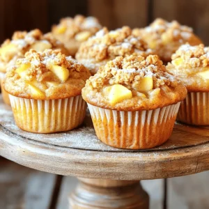 - 1 ½ cups all-purpose flour - 1 cup rolled oats - 1 teaspoon baking powder - ½ teaspoon baking soda - ½ teaspoon ground cinnamon - ½ cup brown sugar, packed - ½ cup granulated sugar - 1 large egg - ½ cup unsweetened applesauce - ½ cup milk - ⅓ cup vegetable oil - 2 medium apples, peeled and diced - ½ cup walnuts or pecans, chopped (optional) - ½ cup crumble topping - ½ cup all-purpose flour - ½ cup brown sugar - ¼ cup cold butter, cubed - ½ cup rolled oats - 1 teaspoon cinnamon If you want to make this recipe fit your needs, here are some ideas: - For a gluten-free option, swap the all-purpose flour for a gluten-free blend. - Replace the egg with a flax egg if you're vegan. Mix 1 tablespoon of flaxseed meal with 2.5 tablespoons of water. - Use almond milk or oat milk instead of regular milk. - If you want less sugar, you can reduce the brown sugar by half. - For nut allergies, skip the nuts or try seeds like sunflower seeds. These simple swaps keep the taste great while meeting your needs! First, preheat your oven to 350°F (175°C). This step is key for even baking. While the oven heats, prepare a 12-cup muffin tin. You can line it with paper liners or grease it with cooking spray. This helps the muffins come out easily. Next, make the crumble topping. In a medium bowl, mix together ½ cup of flour, ½ cup of brown sugar, and 1 teaspoon of cinnamon. Add ¼ cup of cold butter, cubed. Use a fork or pastry cutter to mix until it looks crumbly. Stir in ½ cup of rolled oats and set this mix aside. Now, grab a large mixing bowl for the dry ingredients. Whisk together 1 ½ cups of flour, 1 cup of oats, 1 teaspoon of baking powder, ½ teaspoon of baking soda, ½ teaspoon of cinnamon, and both sugars. Make sure everything is evenly combined. In another bowl, beat 1 large egg. Then add ½ cup of unsweetened applesauce, ½ cup of milk, and ⅓ cup of vegetable oil. Whisk these wet ingredients until smooth. Pour the wet mixture into the bowl with the dry ingredients. Stir gently until just combined. Be careful not to overmix; this keeps your muffins light. Now fold in 2 medium apples, peeled and diced, and ½ cup of chopped walnuts or pecans if you want some crunch. Divide the batter evenly among your muffin cups. Fill each cup about ⅔ full. Don't forget to sprinkle the crumble topping generously over each muffin. Bake in your preheated oven for 20-25 minutes. The muffins are done when golden brown and a toothpick comes out clean. Let the muffins cool in the tin for about 5 minutes. Then, transfer them to a wire rack to cool completely. For serving, place them on a cake stand. You can dust them lightly with powdered sugar for a sweet touch. Pair them with a dish of cinnamon butter for extra flavor! To get the perfect muffin texture, follow these tips: - Use fresh ingredients: Fresh baking powder and baking soda make a big difference. - Don’t overmix: Stir just until combined. Overmixing makes muffins tough. - Check the oven: Ovens can vary, so check muffins a few minutes early. - Room temperature ingredients: Use room temperature eggs and milk for even mixing. Here are some common mistakes to watch out for: - Too much flour: Use a spoon to scoop flour into the measuring cup. - Neglecting the crumble: Don’t skip the crumble topping; it adds flavor and crunch. - Skipping the cooling: Let muffins cool a bit before serving. It helps the texture. - Using too many apples: Stick to the recipe amount for the best balance. Storing and reheating muffins correctly preserves their taste: - Store in an airtight container: Keep muffins at room temperature for up to 3 days. - Refrigerate for longer storage: Refrigerate if you need to keep them for more than 3 days. - Reheat in the oven: Warm muffins at 350°F (175°C) for about 5 minutes. - Use the microwave: Heat for 10-15 seconds if you want a quick warm-up. {{image_2}} You can change up the flavors in Apple Crumble Muffins. Try adding spices like nutmeg or ginger for a warm twist. You could also swap in maple syrup for the sugars. This adds a rich flavor. Another option is to mix in some vanilla extract. It gives the muffins a delightful aroma and taste. For chocolate lovers, add mini chocolate chips to the batter. They will melt and create a gooey surprise inside each muffin. If you want gluten-free muffins, replace all-purpose flour with a gluten-free blend. Many blends work well in baking. You can also use almond flour or oat flour. Just remember to adjust the liquid in the recipe. Gluten-free flours often absorb more moisture. Check the texture of your batter and add a bit more milk if needed. This ensures your muffins stay soft and moist. Feel free to get creative with fruits! Pears, berries, or bananas can be great additions. They add their own unique flavors and textures. You could also try mixing in dried fruits like cranberries or raisins. If you want more crunch, swap walnuts or pecans for almonds or hazelnuts. Mixing different nuts can add a fun twist to each bite. Just make sure to chop them into small pieces for even distribution. To keep your apple crumble muffins fresh, store them in an airtight container. Place a piece of parchment paper between layers to prevent sticking. Keep the container at room temperature for the best taste. If you want them to last longer, consider refrigeration. Just remember, refrigeration can dry them out a bit. Freezing muffins is simple. After they cool completely, wrap each muffin tightly in plastic wrap. Then, place them in a zip-top freezer bag. This method prevents freezer burn. Muffins can stay fresh in the freezer for up to three months. When you're ready to enjoy, thaw them at room temperature or pop them in the microwave for a quick warm-up. When stored properly, apple crumble muffins last about 3 to 5 days at room temperature. If refrigerated, they may last a week. However, for the best flavor and texture, eat them within a few days. This way, you enjoy all the deliciousness of fresh apples and crumble topping. Yes, you can use other fruits! Pears, berries, or peaches work well. Just make sure the fruit is firm enough to hold its shape while baking. This way, you still get a tasty muffin. You can replace eggs with unsweetened applesauce or mashed bananas. Use ¼ cup of either for each egg. This keeps your muffins moist and tasty while making them egg-free. To reduce sweetness, cut back on the sugars. Try using only ¼ cup of brown sugar and granulated sugar. You can also add more apples for natural sweetness without added sugar. Yes, you can make the batter ahead of time. Just store it in the fridge for up to 24 hours. When you're ready, fill the muffin cups and bake! You learned how to make delicious Apple Crumble Muffins. We covered the right ingredients, simple steps, and useful tips. I shared how to store them and keep them fresh. Try different flavors and variations to suit your taste. Remember, baking is fun, and each muffin is a chance to create. Enjoy your muffins and share them with friends and family!