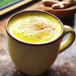 To make a delicious Turmeric Golden Milk Latte, gather these simple ingredients: - 2 cups almond milk (or your preferred milk) - 1 teaspoon ground turmeric - 1/2 teaspoon ground ginger - 1/4 teaspoon cinnamon - 1 tablespoon honey or maple syrup (adjust to taste) - Pinch of black pepper - 1/2 teaspoon vanilla extract - Optional: a sprinkle of nutmeg for garnish - Almond Milk: This milk is low in calories and rich in vitamins. It helps with heart health. - Turmeric: This spice has curcumin, known for its anti-inflammatory properties. It may help improve brain function. - Ginger: Ginger can help with digestion and nausea. It adds a nice warmth to the drink. - Cinnamon: This spice is rich in antioxidants. It may help lower blood sugar and improve heart health. - Honey or Maple Syrup: Both sweeteners can boost energy. They also provide antioxidants. - Black Pepper: This spice enhances turmeric absorption. It makes the drink more effective. - Vanilla Extract: It adds flavor and can help reduce stress. - Nutmeg: This spice is optional, but it adds warmth and a nice aroma. - Milk Options: You can use oat milk, soy milk, or coconut milk for different flavors. - Sweeteners: If you prefer, try agave syrup or stevia as sugar-free options. - Spices: Experiment with cardamom or cloves for added flavor. - Nutmeg: You can skip it if you don't like nutmeg, or use a touch of cocoa powder instead. 1. Start by taking a small saucepan. 2. Add 2 cups of almond milk to the pan. 3. Measure and add 1 teaspoon of ground turmeric. 4. Next, add 1/2 teaspoon of ground ginger. 5. Sprinkle in 1/4 teaspoon of cinnamon. 6. Sweeten your drink with 1 tablespoon of honey or maple syrup. 7. Don't forget a pinch of black pepper for better absorption of turmeric. 8. Lastly, add 1/2 teaspoon of vanilla extract. 9. Whisk all the ingredients well in the pan. 10. Place the saucepan on medium heat. 11. Gently warm the mixture while stirring often. 12. Keep an eye on it; do not let it boil. 13. After about 5-7 minutes, it should be hot enough. 14. Remove the pan from heat and let it cool slightly. 15. If you want a frothy drink, use a milk frother or whisk it quickly. 16. Pour the golden milk into your favorite mugs. 17. Optionally, sprinkle a bit of nutmeg on top for a nice touch. 18. Serve warm and enjoy this comforting drink! - Always use a whisk to blend the spices into the milk. - Whisking helps mix the turmeric and other spices evenly. - When heating, keep the heat low to avoid scalding the milk. - Stir often to prevent sticking at the bottom of the pan. - If you see steam but no bubbles, you are at the right temperature. - A milk frother works wonders for a smooth, frothy finish. - If you don’t have a frother, whisk vigorously by hand. - Frothing adds air, giving the latte a creamy feel. - The more you froth, the lighter and fluffier your drink will become. - For an extra touch, froth some almond milk separately and top your latte with it. You can mix spices to make your turmeric latte tastier. Try adding a pinch of nutmeg or a dash of cardamom. These spices add warmth to the drink. You can also use fresh ginger instead of ground ginger. This will give your latte a bright, zesty kick. Just remember, fresh ginger may need more time to steep. Many people rush the heating process. Always warm your milk slowly over medium heat. If you boil it, the spices can lose flavor. Another mistake is not blending the spices well. Make sure to whisk the mixture thoroughly. This helps avoid clumps of turmeric or ginger. Lastly, avoid skipping the black pepper. It helps your body absorb turmeric better. Sweetness is personal. Start with one tablespoon of honey or maple syrup. Taste your latte and add more if you like it sweeter. For creaminess, use full-fat coconut milk for a richer feel. Almond milk is lighter but still delicious. You can also mix almond and coconut milk for the best of both worlds. {{image_2}} You can easily make this latte vegan. Just use almond milk, coconut milk, or oat milk. These milks work great in this recipe. They keep the drink creamy and delicious. If you want a nut-free option, oat milk is the best choice. It blends well with turmeric and spices. To make an iced version, start with brewed turmeric milk. Follow the same steps but let it cool. Pour over ice instead of serving warm. This drink is refreshing on hot days. You can also add some ice cream for a treat! You can mix and match flavors for fun. Try adding matcha for a green twist. This adds a fresh taste and boosts energy. You can also use cocoa for a chocolatey version. The cocoa pairs well with turmeric and spices. For a special touch, add a dash of vanilla extract. This enhances the overall flavor and aroma. To store leftover turmeric golden milk, let it cool first. Then, pour it into an airtight container. Keep it in the fridge for up to three days. This way, you can enjoy the drink again without losing its flavor. When reheating your golden milk, do it gently. Pour it into a small saucepan. Heat it over low to medium heat. Stir it often to avoid burning. Never let it boil, as this can change the taste and texture. You can also use a microwave. Heat in short bursts, stirring in between. Turmeric golden milk lasts about three days in the fridge. Check for signs of spoilage. If it smells sour or has any mold, discard it. Always trust your senses. If it looks or smells off, it’s best to throw it away. Turmeric has many health benefits. It is known for its bright yellow color and active compound called curcumin. Curcumin may help reduce inflammation. It can also support joint health. Some studies suggest it may boost your mood. Turmeric might even help with digestion. Drinking turmeric may also support your immune system. Yes, you can use any milk you like. Almond milk is great, but coconut milk adds creaminess. Oat milk is a good choice for a thicker texture. If you prefer dairy, whole or skim milk works too. Just remember, different types of milk will change the flavor a bit. To make this recipe sugar-free, skip the honey or maple syrup. You can use a sugar substitute like stevia or monk fruit instead. These options will give you sweetness without the calories. Just adjust the amount to your taste. Yes, it is safe for most people to have turmeric daily. Using it in cooking or drinks is a great way to enjoy its benefits. However, if you have health issues or take certain medications, check with a doctor first. Moderation is key, as with any food. In this blog post, we explored the ingredients and health benefits of Turmeric Golden Milk. I shared step-by-step instructions for making it frothy and delicious. We also discovered tips, tricks, and variations to enhance your drink. Proper storage and reheating advice can help you enjoy leftovers. Remember, turmeric offers many health benefits, so enjoy this drink often. Use alternative ingredients if you prefer. With these ideas, you can create the perfect golden milk to suit your taste and health needs. Enjoy your journey to wellness!