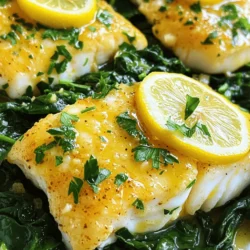 - 2 cod fillets (about 6 oz each) - 2 tablespoons unsalted butter - 2 tablespoons olive oil - 4 cloves garlic, minced - Zest of 1 lemon - Juice of 1 lemon - 1 teaspoon dried thyme - Salt and pepper to taste - Fresh parsley, chopped (for garnish) - Lemon slices (for garnish) For the best flavor, use fresh cod fillets. Look for firm, bright fish with a clean scent. Fresh garlic adds a punch, so choose whole heads rather than pre-minced. Unsalted butter is ideal, as it lets you control the salt. Opt for high-quality olive oil for rich taste. Fresh herbs brighten the dish, so buy parsley right before cooking. If you can't find cod, halibut or tilapia works well. Use ghee or coconut oil instead of butter for a dairy-free option. For a twist, try lime instead of lemon, or add fresh herbs like dill or basil. If you want a kick, mix in a pinch of red pepper flakes. First, grab your cod fillets. Pat them dry with paper towels. This step helps the fish to brown well. Next, sprinkle salt and pepper on both sides. Use enough to season them well. Set the fillets aside while you make the sauce. Now, let’s make the lemon garlic butter. In a small saucepan, melt two tablespoons of unsalted butter and two tablespoons of olive oil over medium heat. Once melted, add four minced cloves of garlic. Stir constantly for about one minute. You want the garlic fragrant but not brown. Remove the pan from heat. Now, stir in the zest and juice of one lemon and one teaspoon of dried thyme. This mixture is your star sauce! Heat a large skillet with one tablespoon of olive oil over medium-high heat. Once it's hot, carefully add the cod fillets. Cook them for about three to four minutes on one side. You want them golden brown. After that, gently flip the fillets. Pour the lemon garlic butter sauce over them. Cook for another three to four minutes. Spoon the sauce over the fish while it cooks. This helps keep the cod moist. You’ll know it’s done when the fish is opaque and flakes easily with a fork. To cook cod just right, start by drying the fillets. Use paper towels to remove extra moisture. Season them well with salt and pepper. Heat your skillet until it's hot. This helps to get a nice golden color. Cook the first side for 3-4 minutes. Flip the fillets carefully with a spatula. Pour the lemon garlic butter over them. Baste often to keep the fish moist. Cook until the cod looks opaque and flakes easily with a fork. You can easily tweak the flavors to fit your taste. Want a bit of heat? Add a pinch of red pepper flakes to the butter sauce. Prefer fresh herbs? Swap dried thyme for fresh thyme or dill. Want a touch of sweetness? Mix in a teaspoon of honey with the lemon juice. Each change makes the dish unique. Play around and find what you love! Make your cod look stunning on the plate. Serve it on sautéed spinach or a light salad. This adds color and nutrition. Add a sprinkle of lemon zest for a bright touch. Fresh parsley not only adds flavor but also looks beautiful. Lemon slices on the side give a fresh look and taste. Remember, we eat with our eyes first! {{image_2}} You can add herbs to change the flavor. Try fresh dill or basil for a fresh twist. You can also use a pinch of red pepper flakes to add heat. This gives a nice kick to the dish. You can even mix in some chopped fresh chives for a mild onion flavor. Each herb brings a unique taste that enhances the lemon and garlic. Lemon garlic butter cod pairs well with many sides. A simple green salad adds crunch. You can also serve it over sautéed spinach for a healthy option. For a filling meal, try it with quinoa or rice. Roasted potatoes or steamed asparagus can add nice texture. Lemon slices on the side brighten the plate and the flavor. You can cook cod in different ways. Baking is a great option. Preheat your oven to 400°F, then place the cod in a baking dish. Pour the lemon garlic butter over the top and bake for about 12-15 minutes. Grilling is another fun method. Just brush the cod with olive oil and grill it for 3-4 minutes on each side. Each method brings a new taste to this dish. To store leftover lemon garlic butter cod, let it cool first. Place the cod in an airtight container. Make sure to cover it well. Store it in the fridge for up to two days. To reheat, preheat your oven to 350°F (175°C). Put the cod on a baking tray. Cover it with foil to keep it moist. Heat for about 10-12 minutes until warm. You can also use a microwave. Just heat it for about one minute. If you want to freeze it, wrap the cod tightly in plastic wrap. Then, place it in a freezer bag. You can freeze it for up to three months. When you're ready to eat, thaw it overnight in the fridge before reheating. Yes, you can use frozen cod. Just make sure to thaw it first. Thaw the cod in the fridge overnight. If you’re in a hurry, you can use cold water. Place the cod in a sealed bag and submerge it in cold water for about an hour. Once thawed, pat it dry and season as the recipe directs. Many sides go well with lemon garlic butter cod. Here are a few tasty options: - Sautéed spinach - Steamed broccoli - Roasted potatoes - Quinoa salad - Light pasta with olive oil These sides add color and nutrition to your meal. They also balance the rich flavors of the cod. To check if the cod is fully cooked, look for a few signs. The fish should turn opaque. It should also flake easily with a fork. If it still looks translucent or raw, cook it a bit longer. Usually, 6-8 minutes total cook time is enough for the fillets. Use a meat thermometer if you have one; the internal temperature should be 145°F (63°C). In this post, we explored making delicious lemon garlic butter cod. We covered essential ingredients, preparation steps, and cooking tips. Remember to use fresh ingredients for the best flavor. You can adjust the seasoning to suit your taste. Presentation matters too, so add a garnish for style. This dish is easy to store and reheat. Try frozen cod if fresh isn’t available. With these tips, you will create a tasty meal your friends and family will love. Enjoy your cooking adventure!