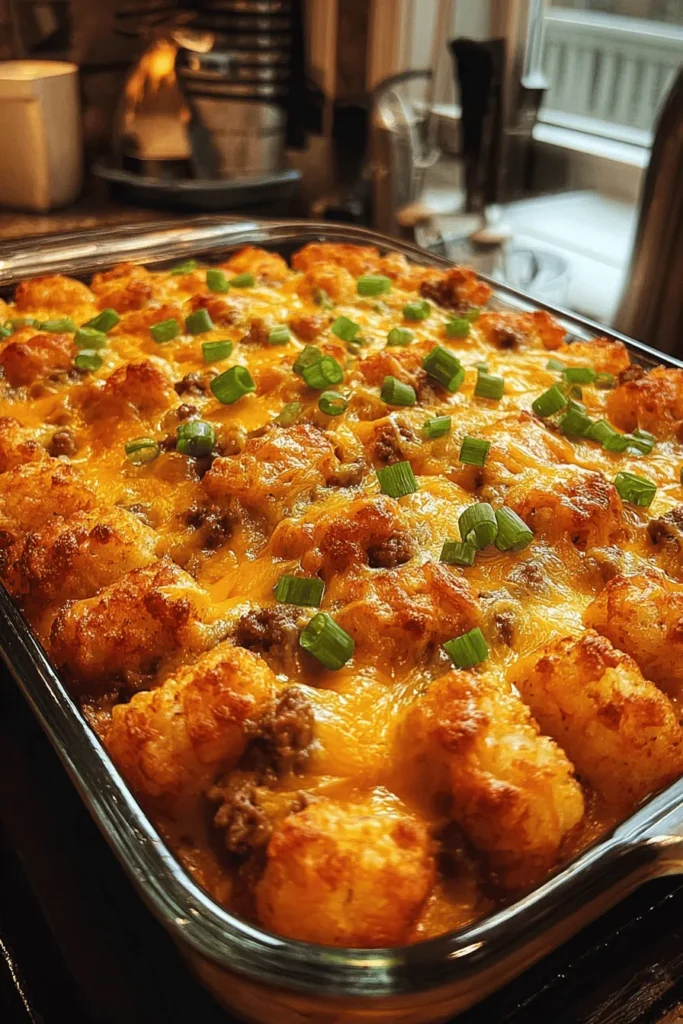 Indulge in the ultimate comfort food with this Cheeseburger Tater Tot Casserole! Loaded with juicy ground beef, creamy cheese, and crispy tater tots, this dish is perfect for family dinners or game day gatherings. Easy to prepare and bake, it's a crowd-pleaser that brings everyone together. Get ready to enjoy a hearty meal that satisfies your cravings. Pin this recipe for a delicious twist on a classic favorite!