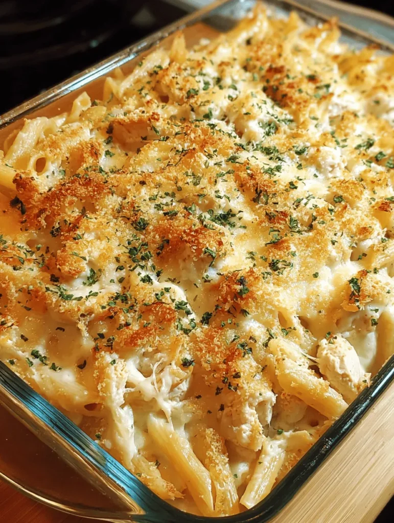 Indulge in a mouthwatering Cheesy Garlic Parmesan Chicken Pasta Bake that's sure to become a family favorite! This easy-to-make dish combines tender chicken, creamy garlic sauce, and plenty of gooey cheese, all baked to perfection. Perfect for weeknight dinners or special occasions, it's a comforting recipe that guarantees to please everyone at the table. Try it today and elevate your pasta game with this cheesy delight!