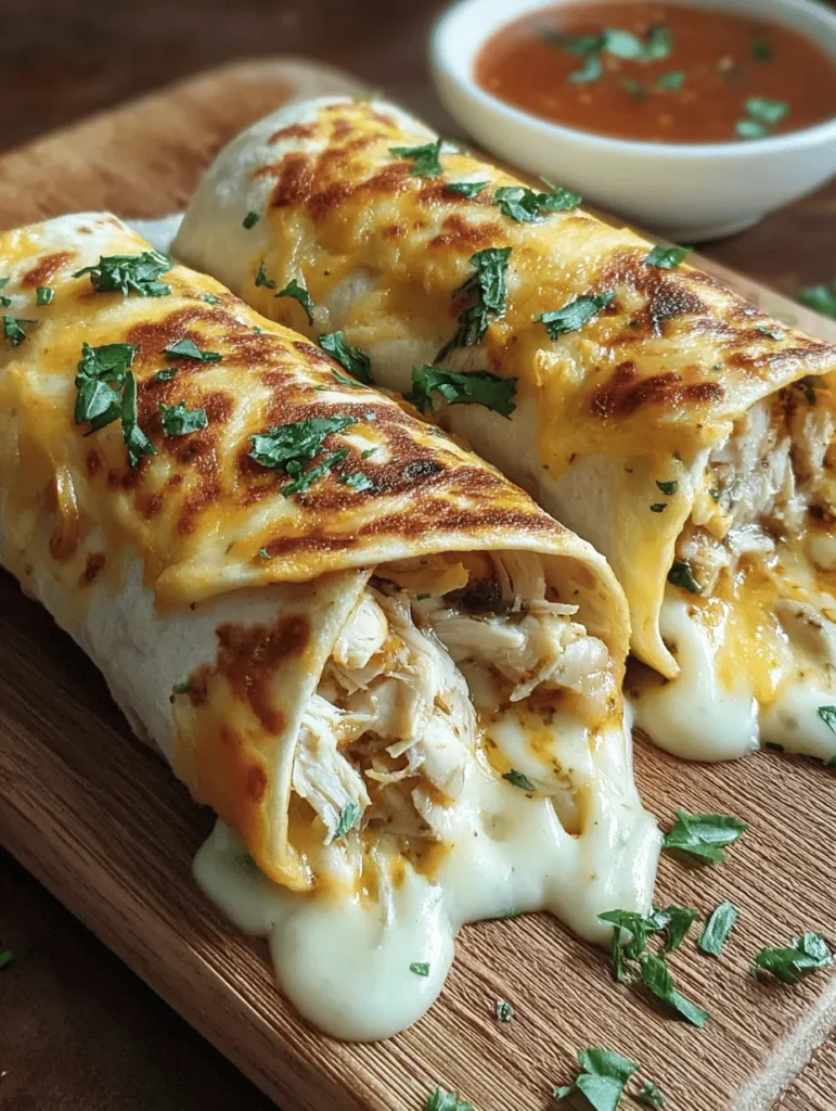 Looking for a quick and delicious meal? Try these Cheesy Garlic Chicken Wraps! This easy recipe combines tender chicken, melty cheese, and flavorful garlic, all wrapped up in a soft tortilla. Perfect for busy weeknights or a tasty lunch idea, these wraps are sure to please the whole family. Ready in just minutes, they are the ultimate comfort food that’s both satisfying and simple to make. Pin this for your next meal inspiration!