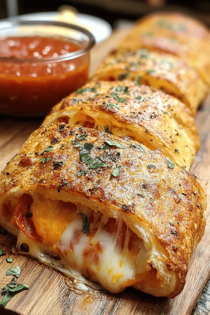 Discover the ultimate Cheesy Pepperoni Stromboli recipe that’s perfect for a quick weeknight dinner or a fun game night snack! This delicious rolled Italian bread is filled with gooey cheese, savory pepperoni, and your choice of spices, making it a crowd-pleaser for all ages. Easy to prepare and bake, serve it with marinara sauce for dipping. Ready to impress your family and friends? Grab the recipe and start rolling!