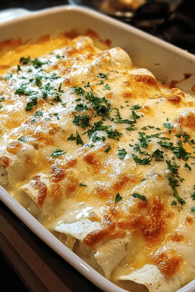 Dive into the deliciousness of Creamy Cheesy White Chicken Enchiladas, the ultimate comfort food for any occasion. This easy-to-follow recipe blends tender chicken, rich creamy sauce, and melty cheese, wrapped in soft tortillas for a comforting meal that everyone will love. Perfect for weeknight dinners or special gatherings, these enchiladas are sure to impress. Discover the secret to making this mouthwatering dish today!