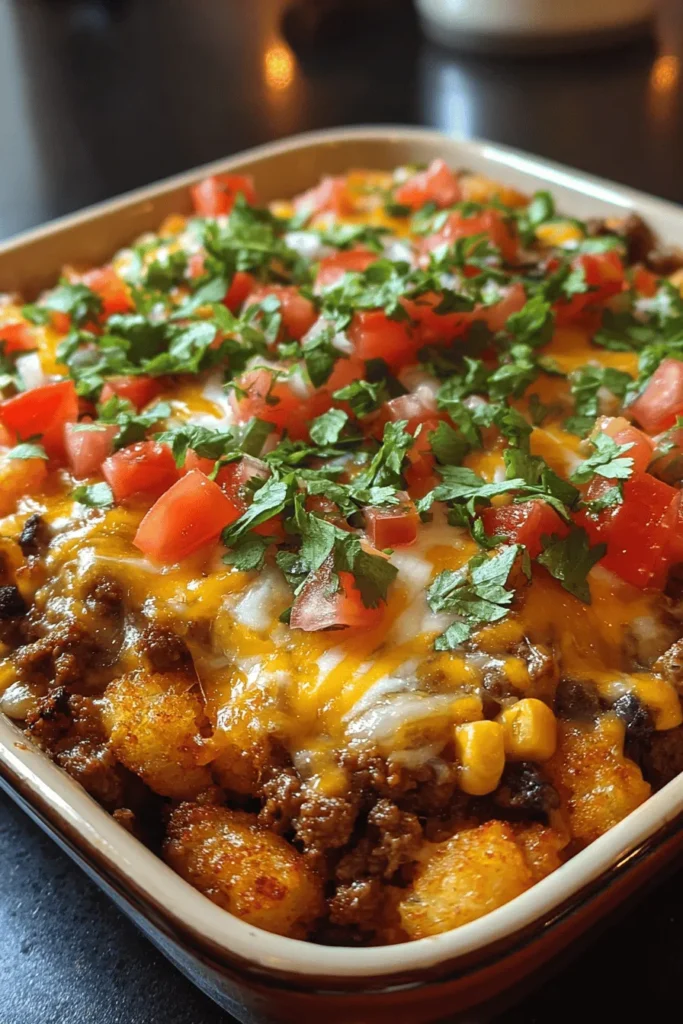Discover the ultimate comfort food with this Cowboy Casserole recipe! Perfect for family dinners, potlucks, or cozy nights in, this dish combines ground beef, creamy corn, savory beans, and crispy tater tots for a delicious, hearty meal everyone will love. Easy to prepare and packed with flavor, Cowboy Casserole is a crowd-pleaser that fits any occasion. Try it tonight and savor the deliciousness!