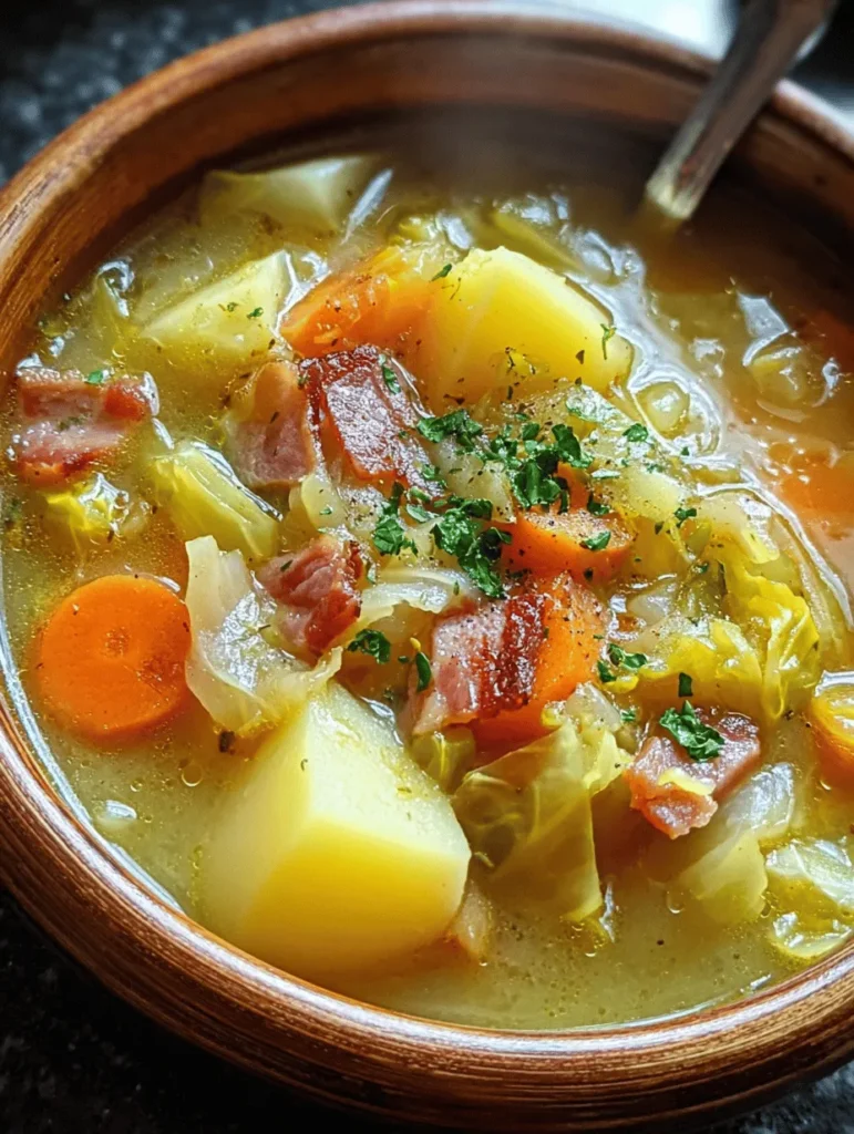 Warm up with this delicious Hearty Irish Bacon, Cabbage, and Potato Soup! This comforting and flavorful dish combines crispy bacon with tender cabbage and creamy potatoes, creating a perfect meal for chilly evenings. Easy to prepare, it's packed with wholesome ingredients that will satisfy your cravings. Enjoy a taste of Ireland in your kitchen with this delightful soup recipe that's sure to become a family favorite! Ideal for meal prep too!