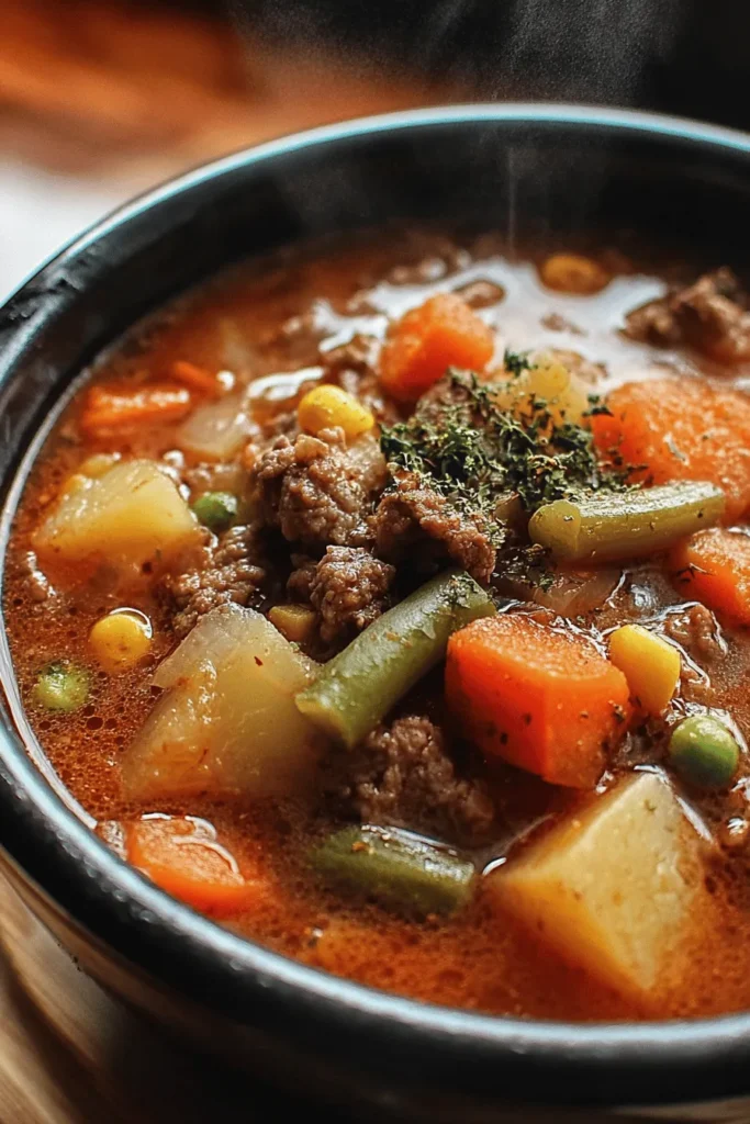 Warm up your soul with a bowl of hearty homemade vegetable beef soup! This ultimate comfort food combines tender beef with a medley of colorful vegetables, simmered to perfection in a rich broth. It's not just delicious; it's packed with nutrients and flavor, making it a great choice for a cozy family meal. Perfect for chilly days, this soup is easy to make and is sure to become a favorite in your home. Discover the recipe today!
