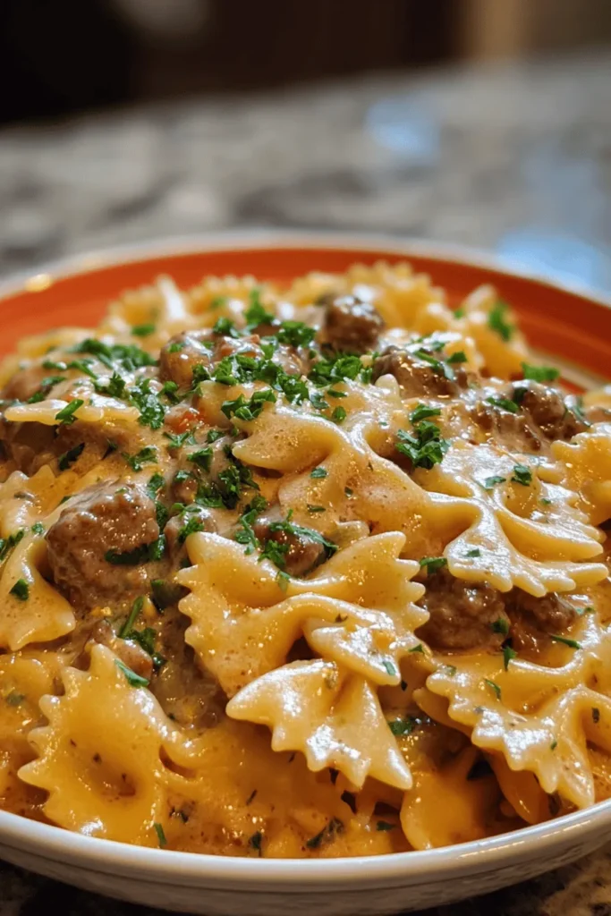 Discover the ultimate comfort food with this creamy beef and bowtie pasta recipe! Perfect for a cozy family dinner, this dish combines tender beef, al dente bowtie pasta, and a rich, creamy sauce that will delight everyone's taste buds. Easy to prepare and packed with flavor, it's a meal that brings comfort and joy to your table. Save this recipe for a satisfying weeknight dinner that the whole family will love!