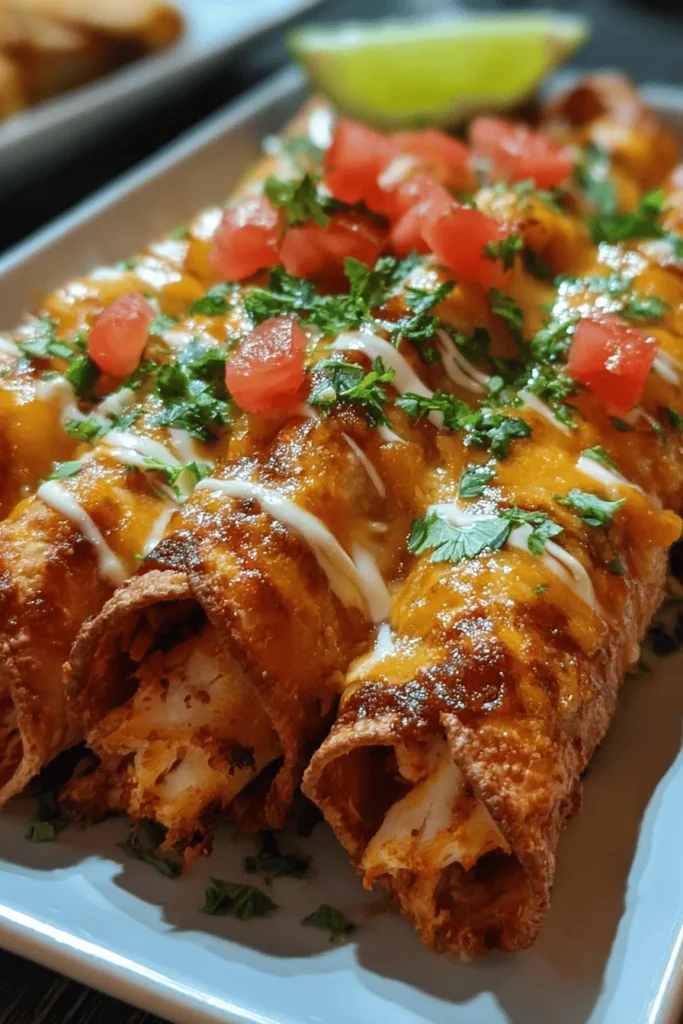 Discover the ultimate Crispy Chicken Taquitos recipe that will impress your taste buds! These delicious rolled tortillas filled with savory chicken and cheese are baked to perfection for a crunchy exterior and tender filling. Perfect for game day snacks, party appetizers, or weeknight dinners, they’re easy to make and even easier to devour! Serve with your favorite salsa or guacamole for an irresistible treat. Pin now and get cooking!