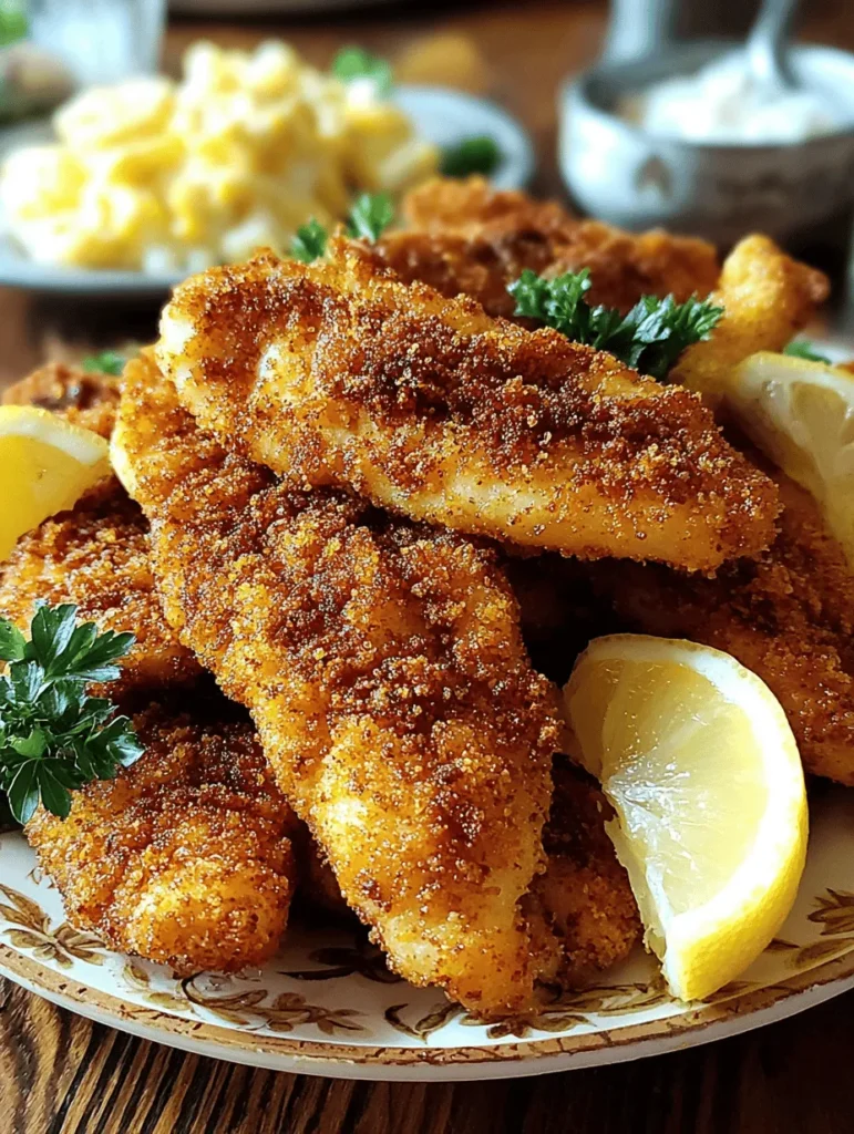Indulge in the mouthwatering taste of Southern Fried Catfish, a crispy and flavorful delight that's perfect for any seafood lover. This dish features fresh catfish fillets coated in a seasoned cornmeal batter, then fried to golden perfection. Serve it with tangy tartar sauce and a side of coleslaw for a true Southern experience. Perfect for family dinners or weekend gatherings, this recipe will satisfy your cravings and impress your guests!