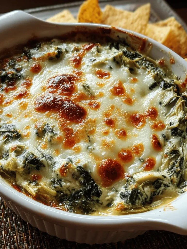 Indulge in this creamy spinach artichoke dip that's bursting with flavor and super easy to make! Perfect for parties, game days, or cozy nights in, this recipe combines fresh spinach, savory artichokes, and a rich, cheesy blend. Whip it up in no time and impress your guests with a dish that's both delicious and satisfying. Don't forget to serve it with crunchy chips or warm bread for the ultimate dip experience. Your taste buds will thank you!