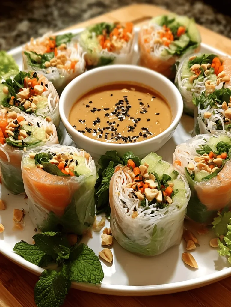 Discover the vibrant flavors of Vietnamese cuisine with these deliciously fresh salmon spring rolls! Packed with tender salmon, crisp vegetables, and aromatic herbs, these rolls offer a healthy and refreshing snack or light meal. Perfect for warm days or a fun appetizer for gatherings. Serve with a zesty dipping sauce for an unforgettable taste experience. Easy to make and bursting with flavor, these spring rolls are a must-try for any food lover!