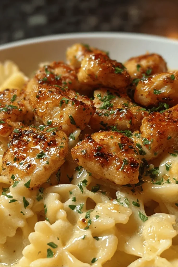 Indulge in the deliciousness of Garlic Butter Chicken Bites paired perfectly with Creamy Parmesan Pasta. This easy-to-make dish combines tender chicken marinated in rich garlic butter and tossed with a luscious parmesan sauce that will leave your taste buds dancing. Perfect for weeknight dinners or entertaining guests, it’s a recipe that everyone will love. Pin this for a meal that is both comforting and irresistible!