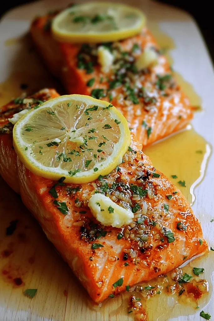 Discover the mouthwatering flavors of our Sizzling Garlic Butter Baked Salmon recipe! This quick and easy dish offers succulent salmon fillets infused with rich garlic and buttery goodness, perfect for any weeknight dinner or special occasion. With just a few simple ingredients, you can create a gourmet meal that impresses family and friends. Serve it with your favorite sides and watch everyone come back for more! Perfect for healthy eating and deliciously satisfying.