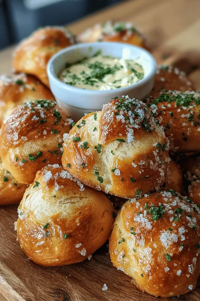 Indulge in these buttery soft pretzel bites, perfectly baked to golden perfection and tossed in a delectable garlic herb butter. Ideal for snack time or as a crowd-pleasing appetizer, these bites are easy to make and sure to impress! Serve them with your favorite dipping sauce for an unbeatable treat. Discover how to create this mouthwatering recipe that will leave everyone craving more. Try these pretzel bites today!
