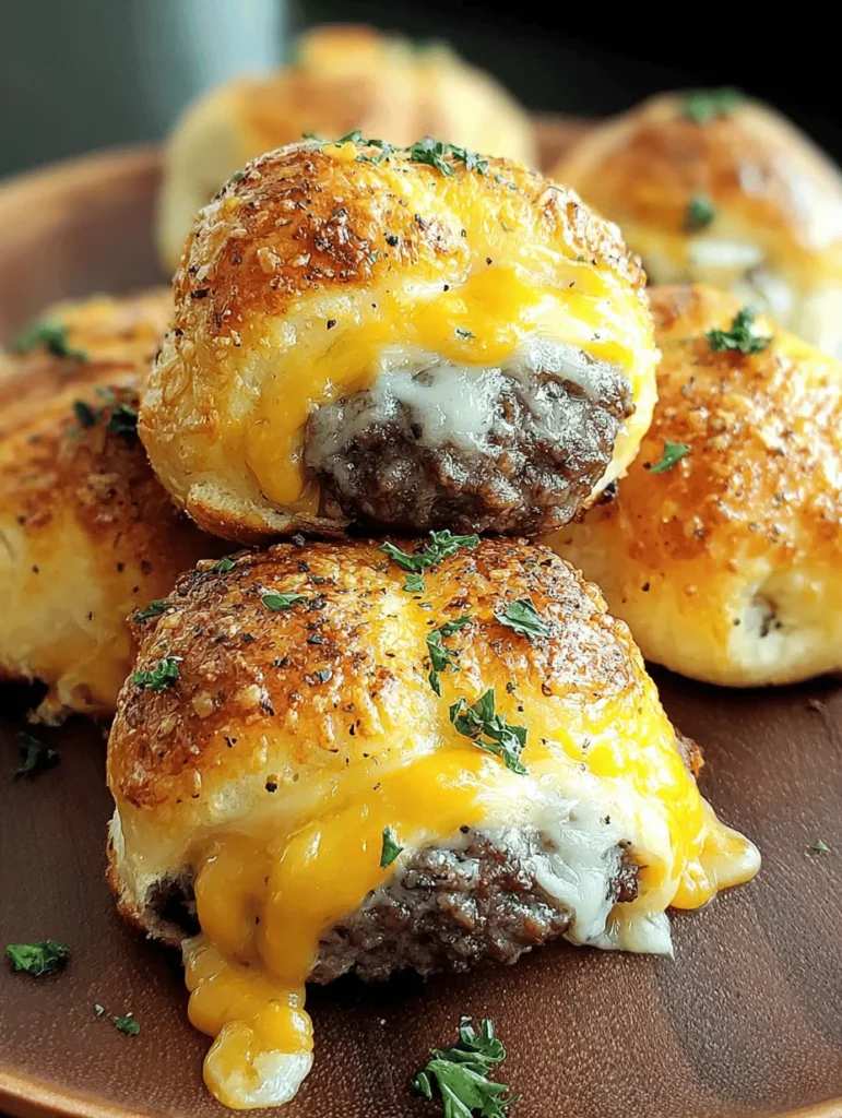 Indulge in these Easy Garlic Parmesan Cheeseburger Bombs for a deliciously quick treat! Perfect for game nights, parties, or a fun family dinner, these bite-sized delights are loaded with juicy beef, gooey cheese, and a flavorful garlic parmesan crust. Ready in just 30 minutes, they are a hit with kids and adults alike. Elevate your snack game and satisfy your cravings with this irresistible recipe! Pin now for an easy meal idea!