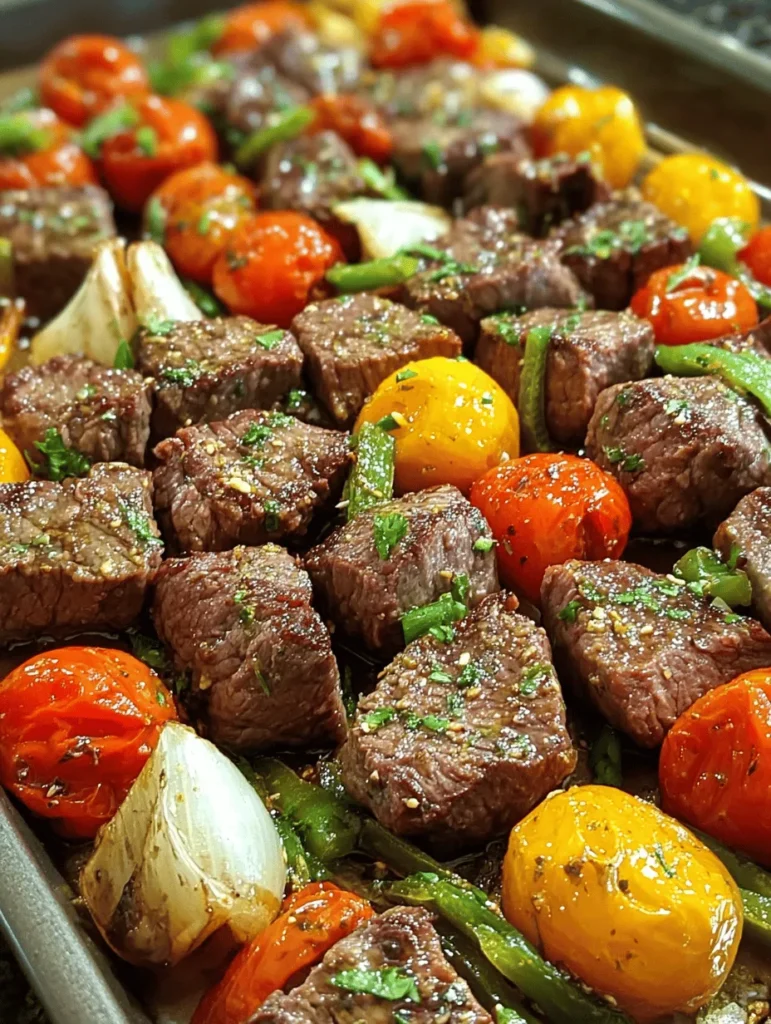Discover the mouthwatering flavors of our Irresistible Sheet Pan Garlic Steak Bites recipe! Perfect for a quick and delicious meal, these tender steak bites are packed with garlicky goodness and are ready in just 30 minutes. Simply toss your ingredients on a sheet pan, roast, and enjoy! Ideal for busy weeknights or casual gatherings, this recipe is sure to impress. Follow us for more easy, flavorful ideas you can make at home!