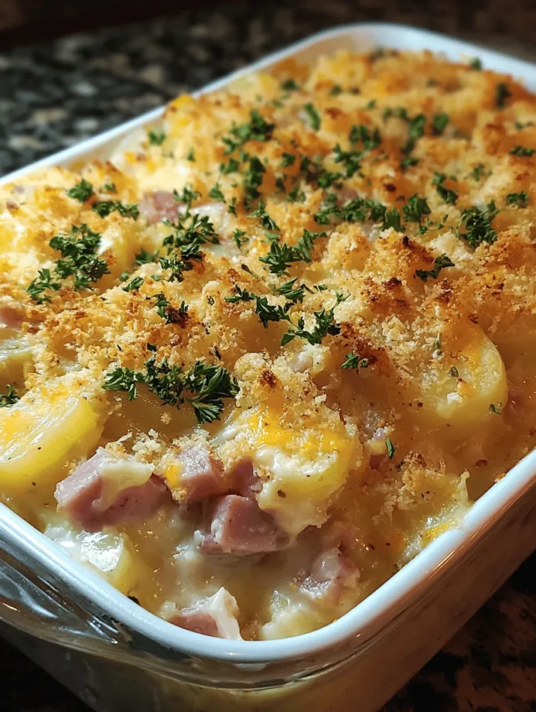 Discover the ultimate comfort food with our irresistible ham and potato casserole recipe! This hearty dish combines tender potatoes, savory ham, and a creamy sauce, making it perfect for family dinners or meal prep. Easy to make and packed with flavor, it’s a crowd-pleaser that the whole family will love. Elevate your weeknight meals and bring everyone together with this delicious casserole. Click to get the full recipe and start cooking today!