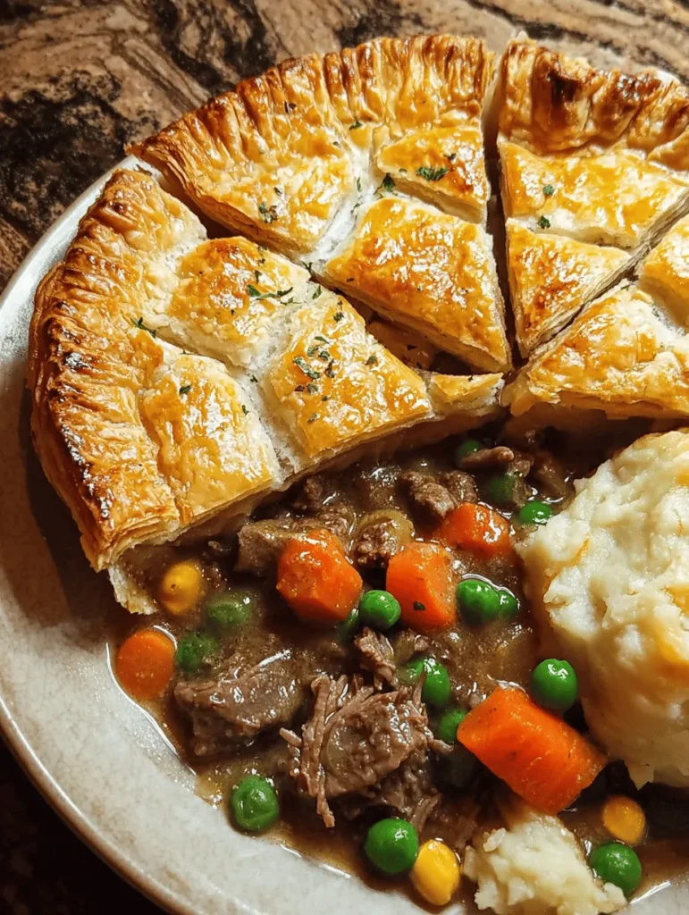 Indulge in the ultimate comfort food with this satisfying Beef Pot Pie recipe! Warm, flaky crust envelops a hearty filling of tender beef and savory vegetables, making it the perfect dish for cozy dinners. This recipe is easy to follow and guarantees a delightful meal that will please your taste buds. Gather your ingredients and bring home the warmth with every slice. Perfect for family gatherings or a cozy night in!