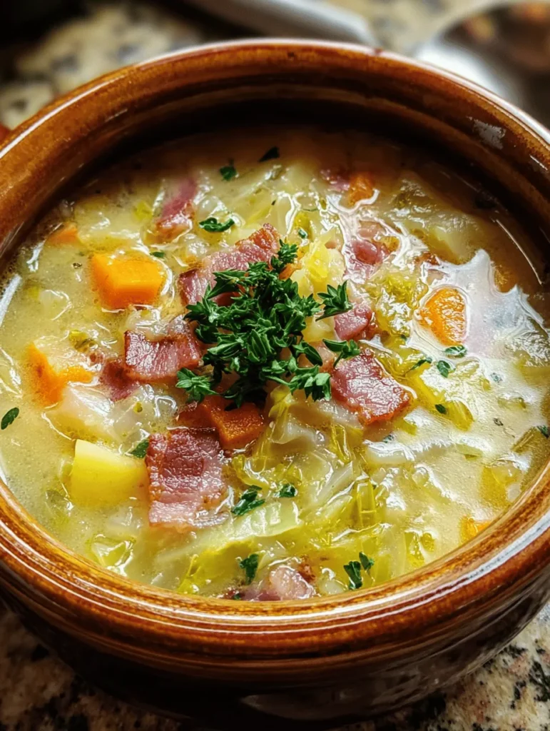 Warm up your meal times with this delightful Irish Bacon, Cabbage, and Potato Soup! Easy to make and bursting with rich flavors, this comforting recipe combines tender bacon, fresh cabbage, and hearty potatoes in a savory broth. Perfect for chilly days or any time you crave a satisfying bowl of goodness. Discover how to whip up this delicious dish for your family and enjoy a taste of Ireland in your kitchen! Don't miss out on this crowd-pleaser!