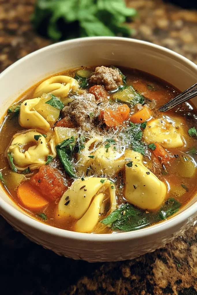 Warm up your kitchen with this Cozy Sausage Tortellini Soup, perfect for any season! This hearty recipe blends savory sausage, tender tortellini, and fresh vegetables in a rich broth to create a comforting meal that's easy to make. Whether it's a chilly winter night or a breezy autumn evening, this soup is sure to satisfy. Discover the perfect balance of flavors and textures that will keep everyone coming back for more. Try it today!