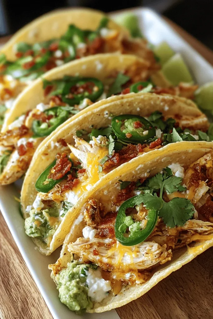 Discover the perfect blend of comfort and flavor with Jalapeño Popper Chicken Tacos! These delicious tacos combine spicy jalapeños, creamy cheese, and tender chicken for a mouthwatering meal everyone will love. Perfect for taco night or a casual get-together, this recipe is simple to make and packed with taste. Add a zesty twist to your dining experience and impress your guests with this irresistible fusion of flavors. Try it today!