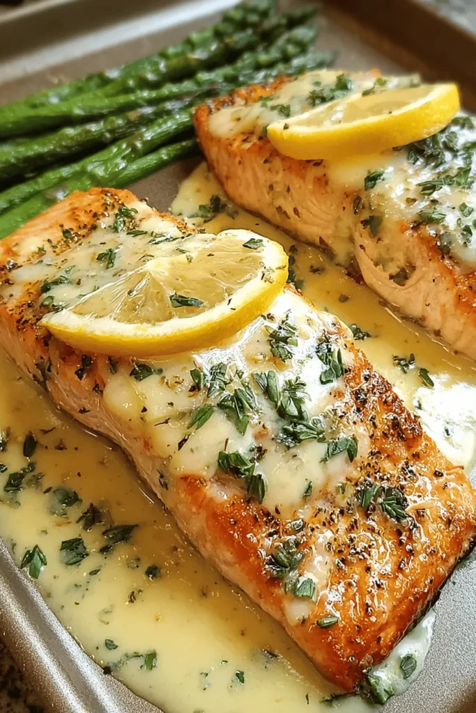 Discover the perfect weeknight dinner with this easy baked salmon recipe! Tender salmon fillets are drizzled with a rich lemon butter cream sauce, bringing a burst of flavor that elevates this simple dish. Ready in just 30 minutes, it's ideal for busy schedules while still being a crowd-pleaser. Serve with your favorite veggies or a fresh salad for a wholesome meal that’s both nutritious and delicious. Pin this recipe for a delightful culinary experience!