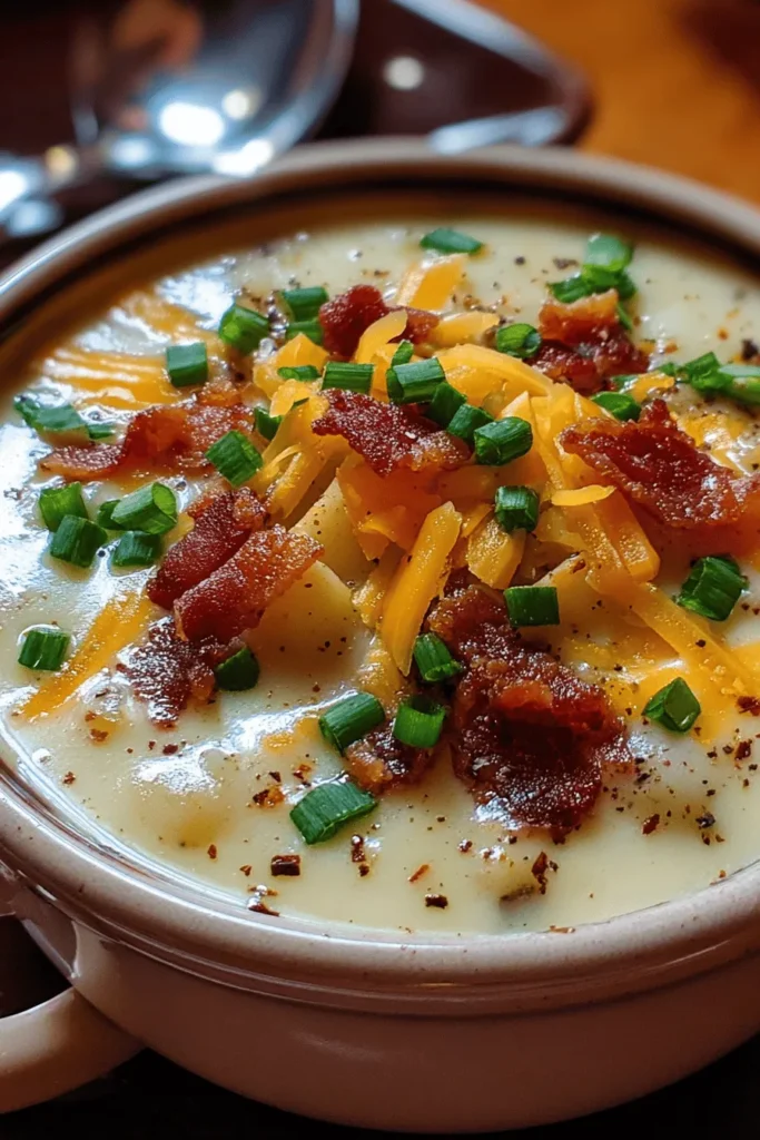 Craving a warm, comforting bowl of soup? Try this Outback Steakhouse inspired loaded baked potato soup recipe that's both creamy and delicious! Packed with flavors from bacon, cheese, and green onions, it’s perfect for chilly days or a cozy dinner. Easy to make and sure to impress your family and friends, this soup brings the restaurant experience home. Discover the full recipe and bring a taste of the Outback to your kitchen!