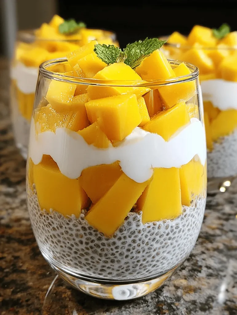 Discover the deliciousness of Mango Coconut Chia Parfaits! This simple and tasty treat combines creamy coconut milk, nutrient-packed chia seeds, and sweet mango for a refreshing parfait that's perfect for breakfast or a healthy snack. Layered to perfection, it's a feast for the eyes and the palate. Ideal for meal prep or a quick dessert, this recipe is vegan, gluten-free, and bursting with tropical flavors. Try it today for a nutritious indulgence!